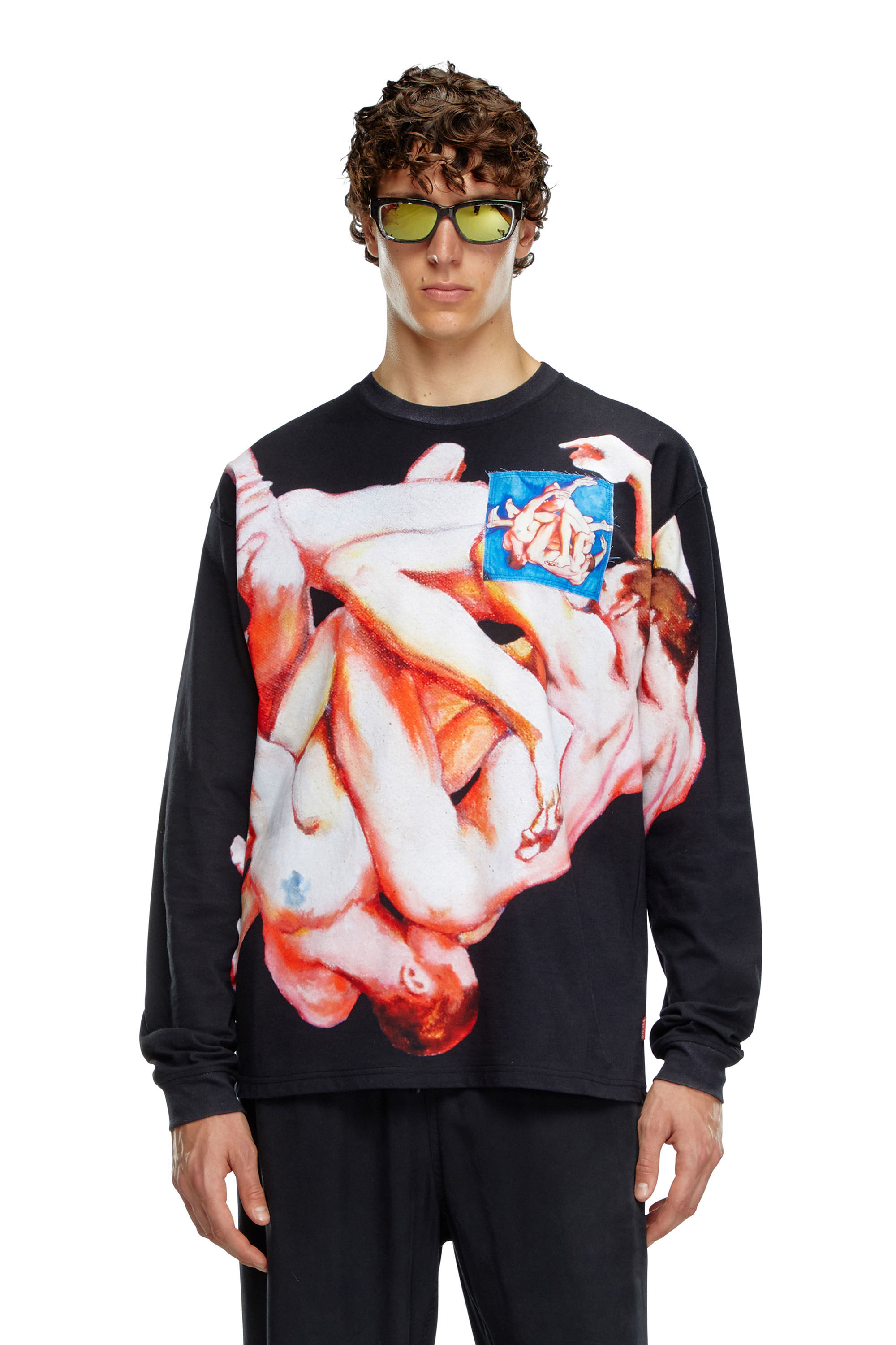 Diesel - PR-T-BOXT-LS-VAL, Unisex's Long-sleeve T-shirt with print and patches in Black - 3