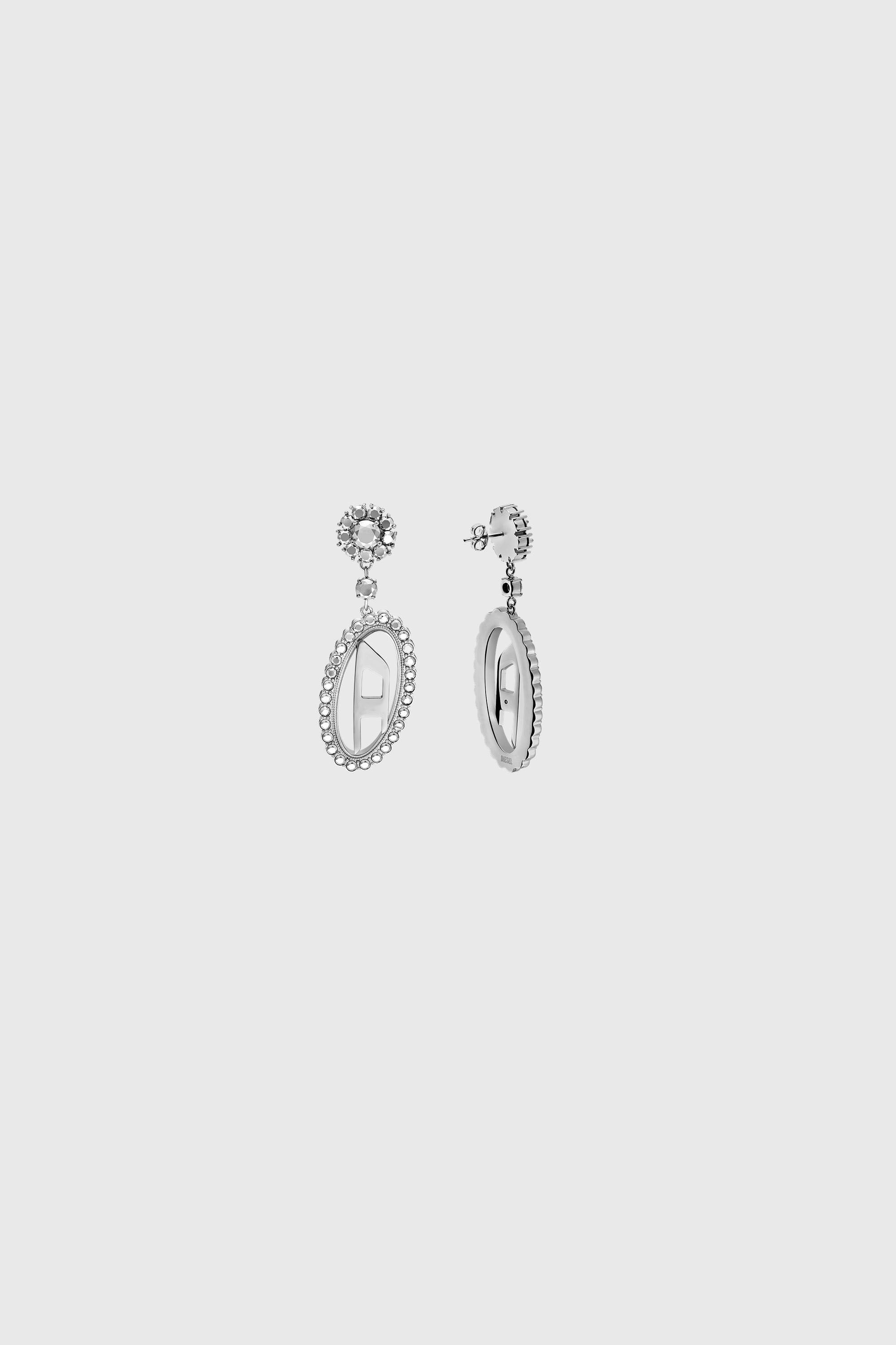 Diesel - DX1751040, Unisex's Stainless steel pave drop earrings in Silver - 3