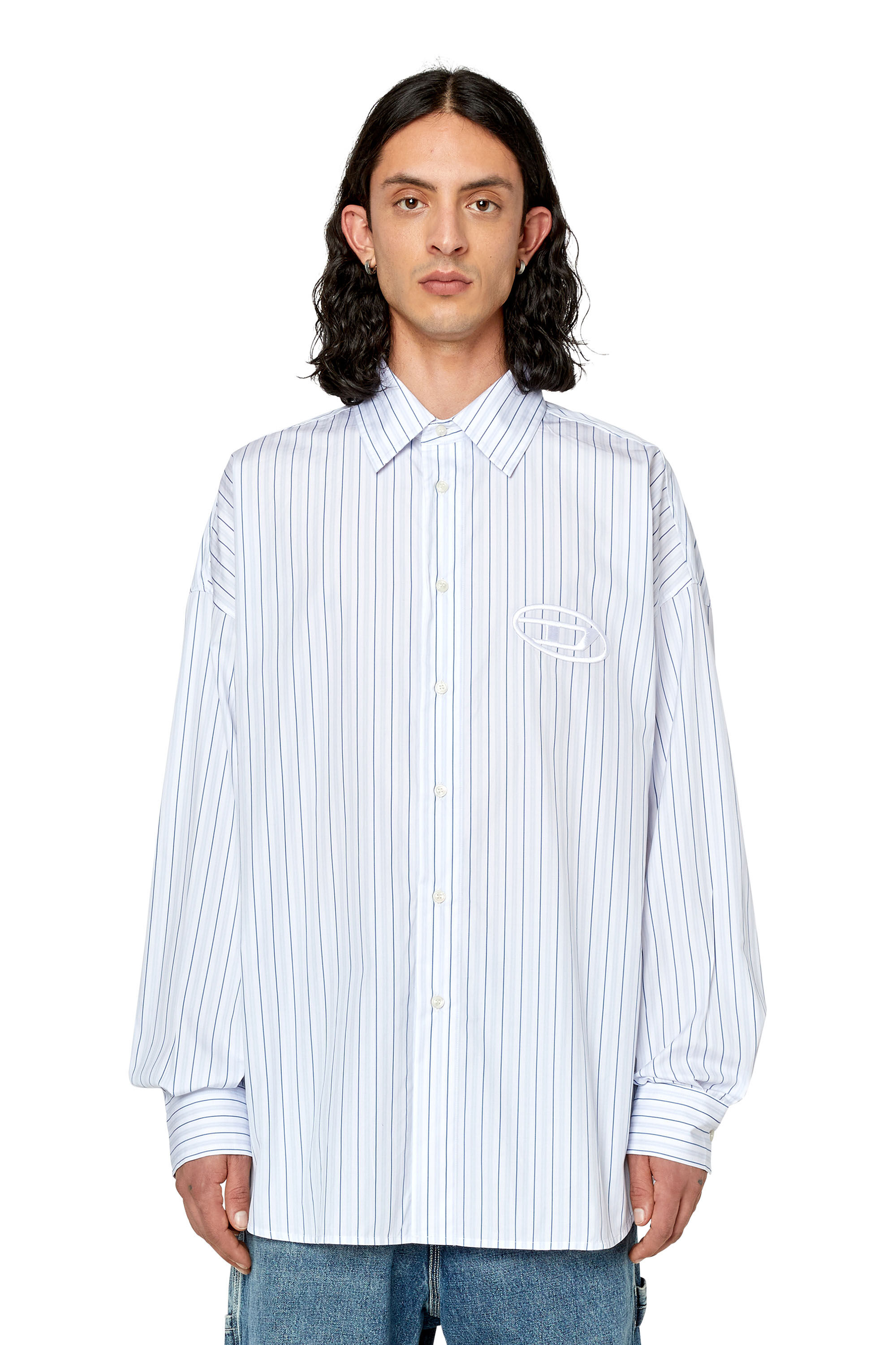DIESEL Doubly Stripe Shirt ディーゼル 長袖シャツ S-DOUBLY-STRIPE Man: Fine cotton shirt with striped pattern | Diesel