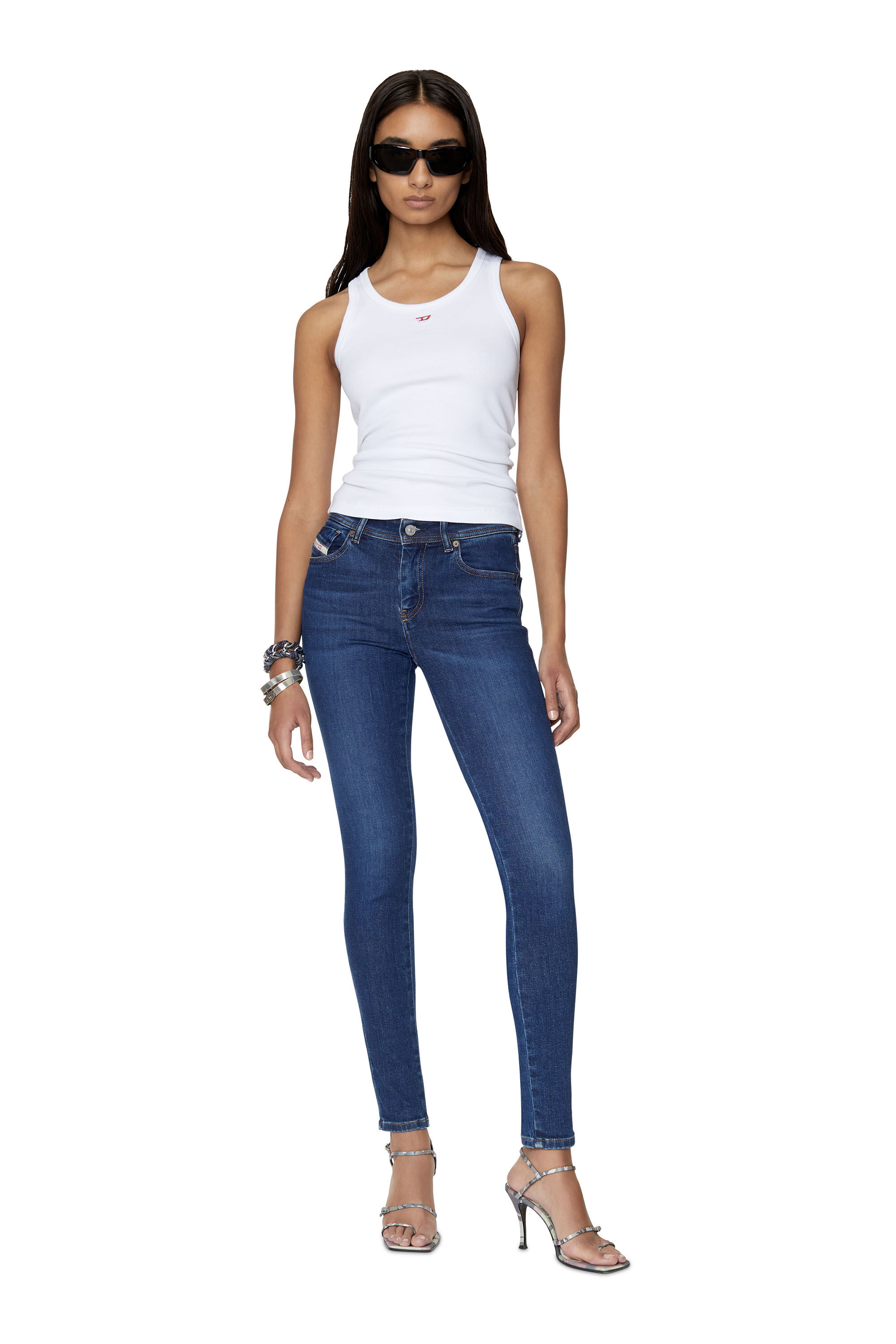 2017 SLANDY Woman: Super skinny dark blue stretch Jeans | Diesel