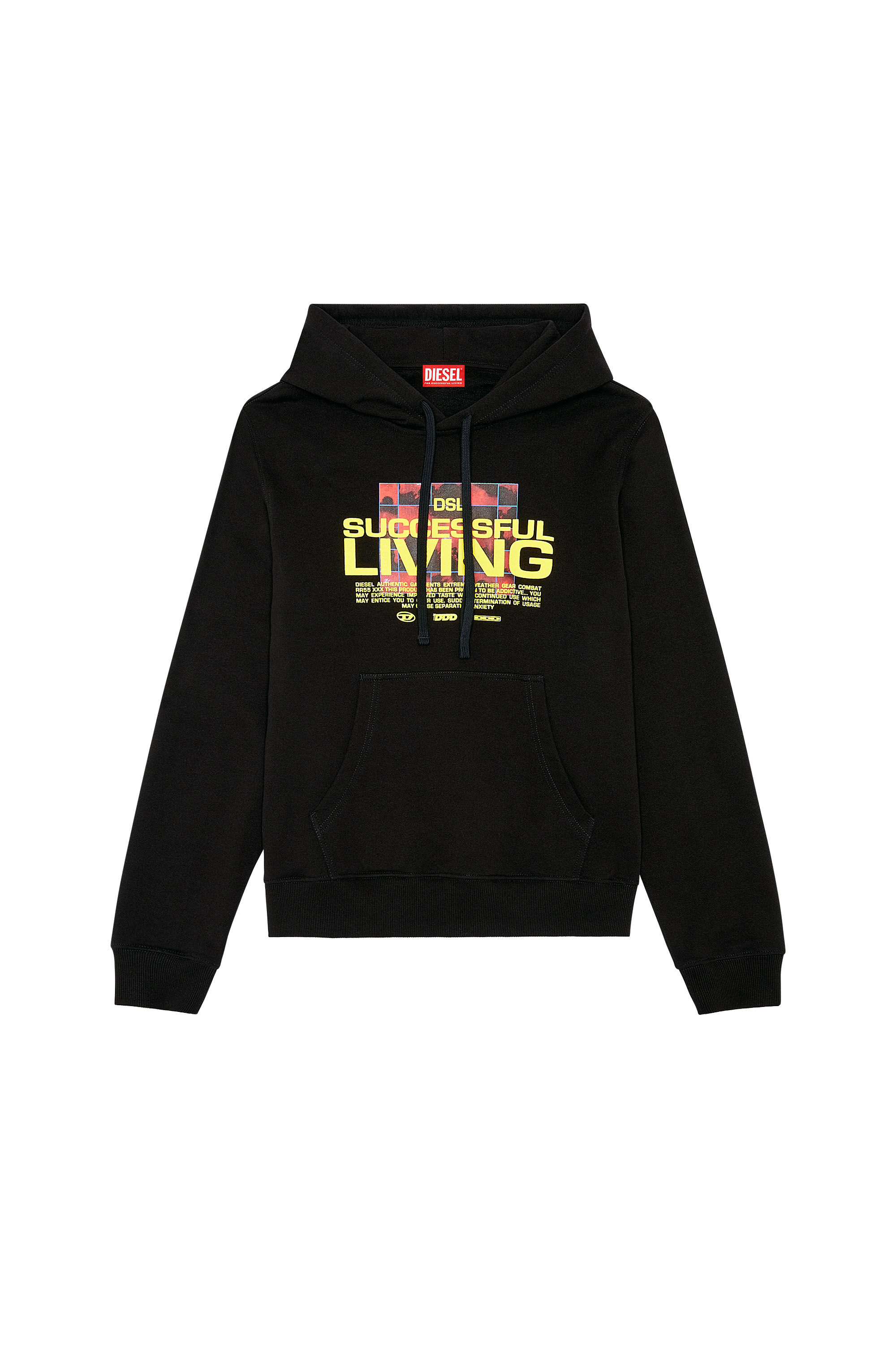 Diesel - S-GINN-HOOD-N1, Man's Hoodie with puffy lettering in Black - 2