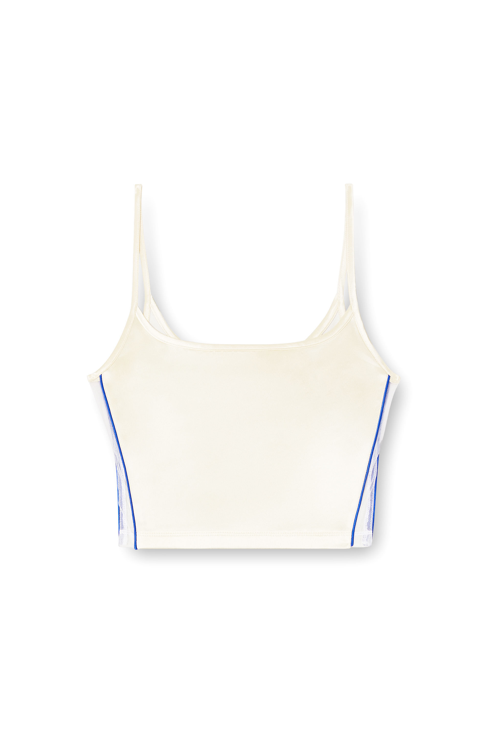 Diesel - T-RUTH, Woman's Knit and satin tank top with piping in White - 2