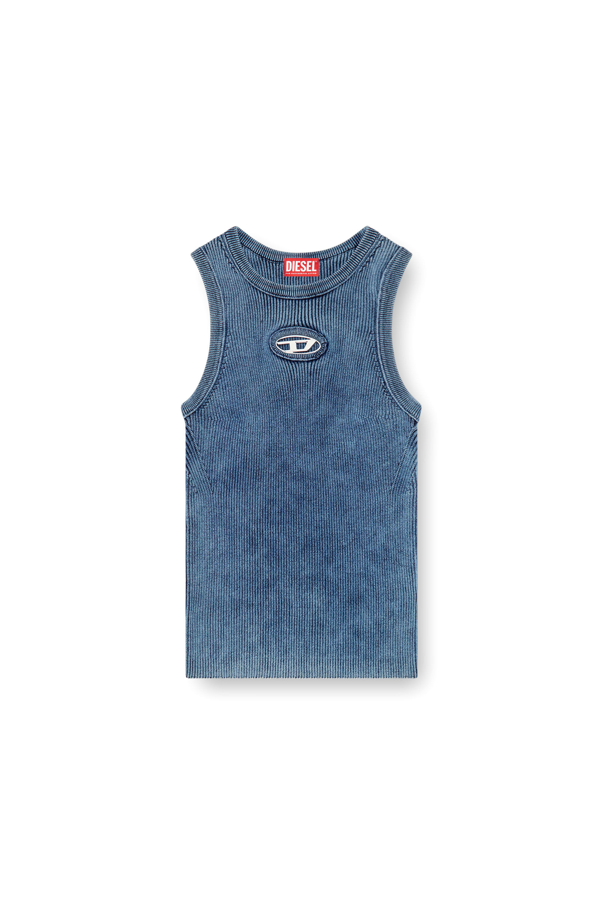 Women's Rib-knit tank top with Oval D | Blue | Diesel