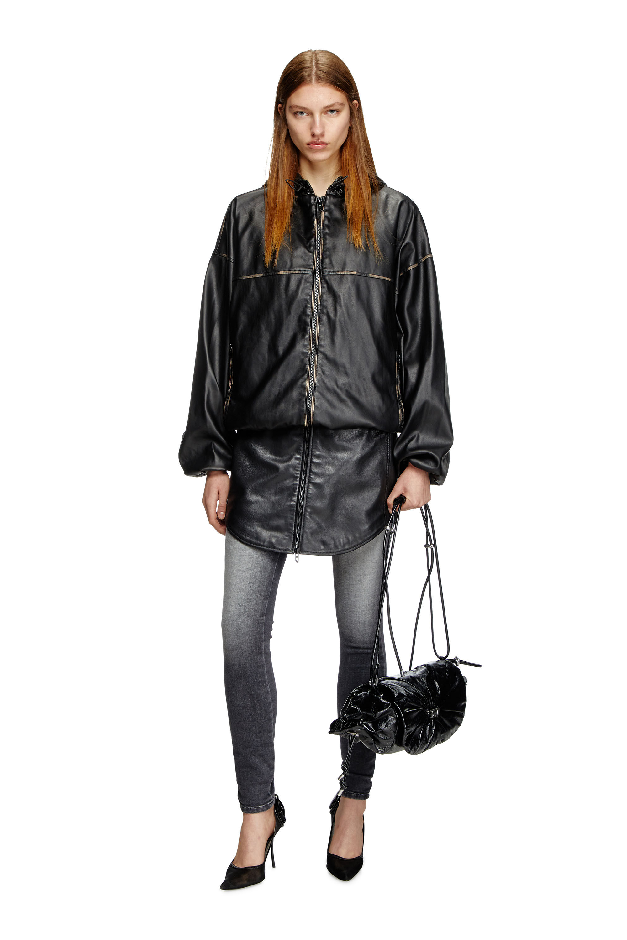 Women's Distressed hooded jacket | Black | Diesel