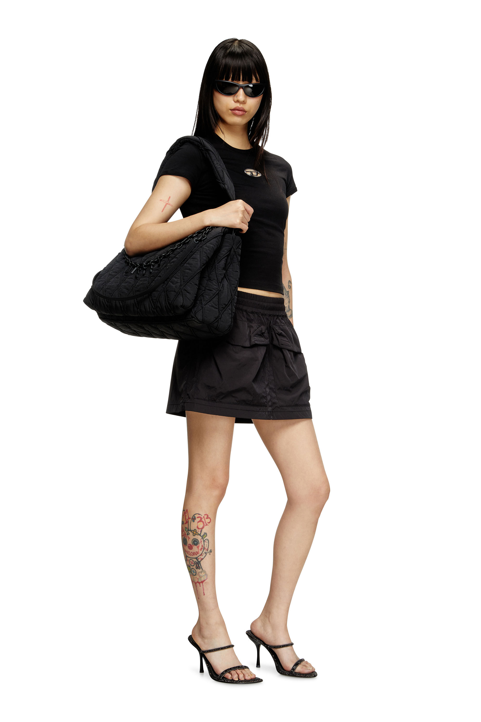 Women's Charm-D L-Shoulder bag in quilted washed nylon