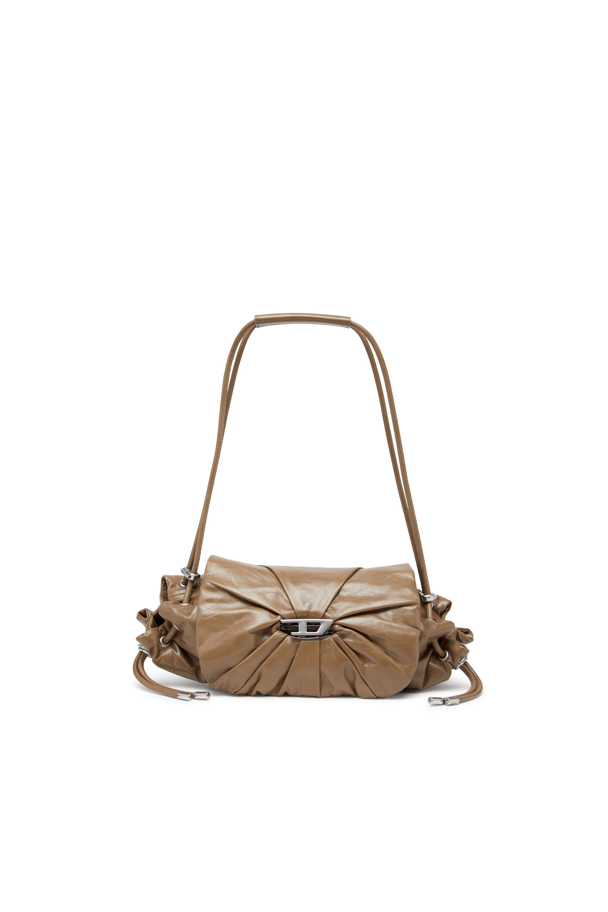 Diesel - SCRUNCH-D SHOULDER S, Woman's Scrunch-D S-Shoulder bag in scrunched leather in Brown - 1