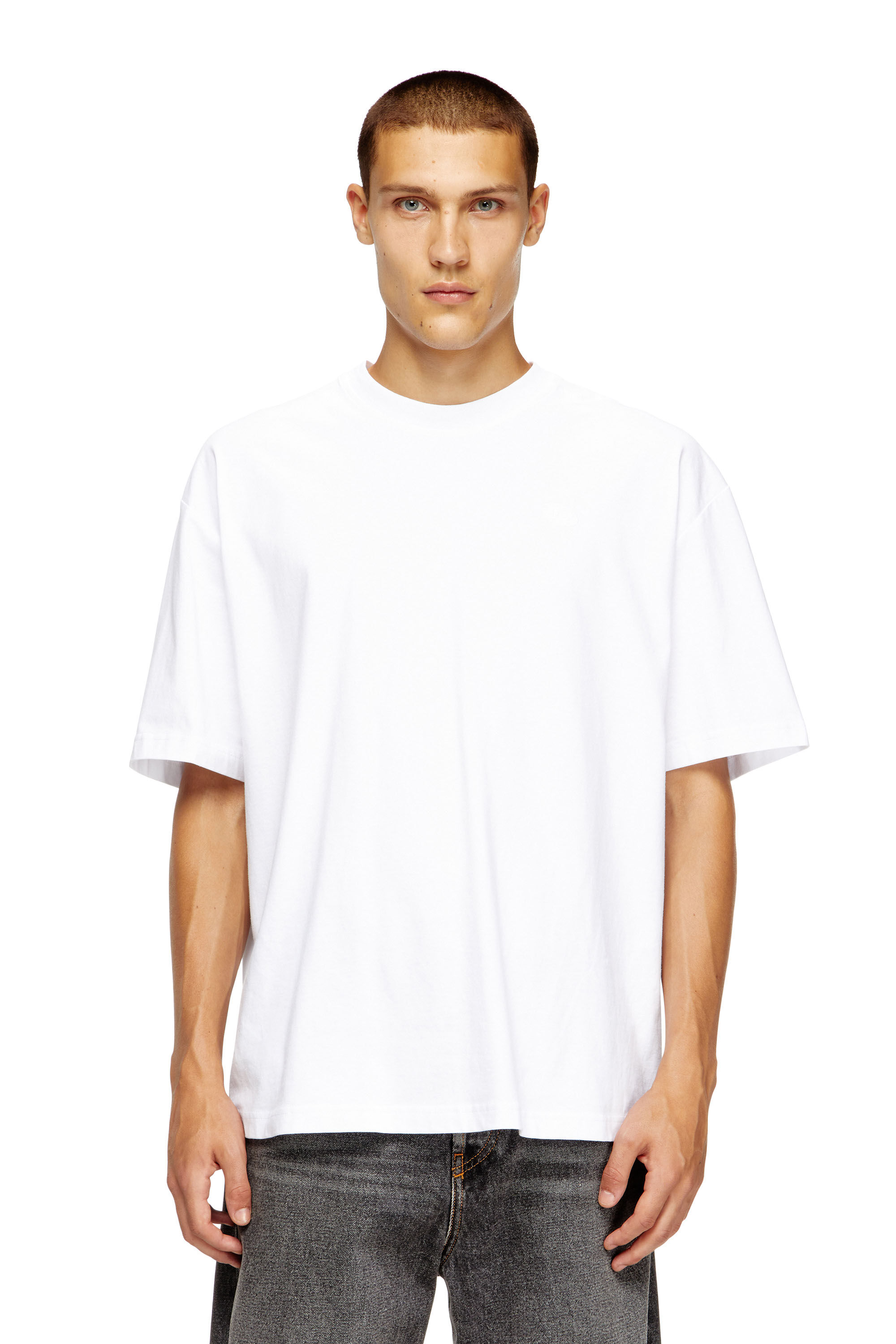 Men's oversized T-shirt with maxi oval D embroidery | Diesel