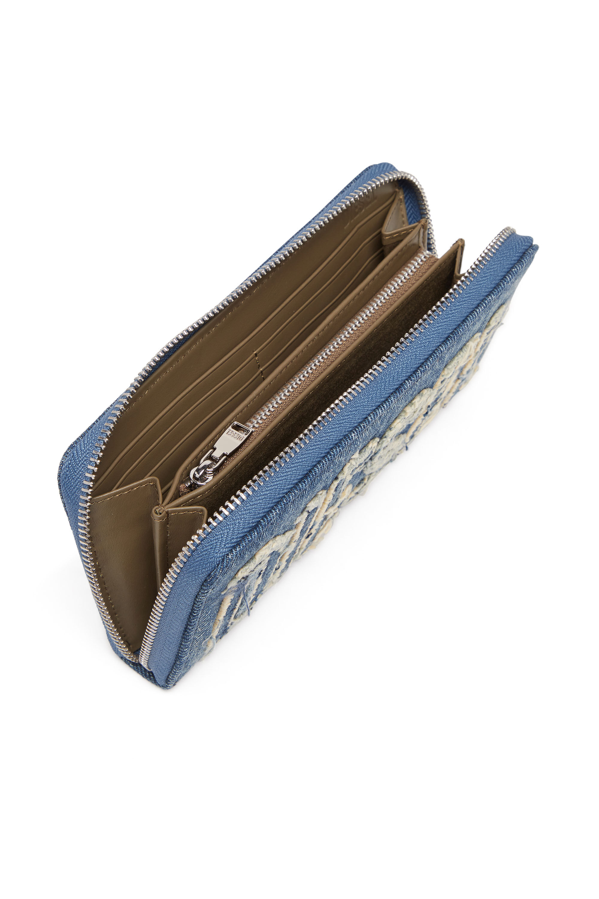 Women s Denim zip wallet with frayed logo CONTINENTAL ZIP L Diesel
