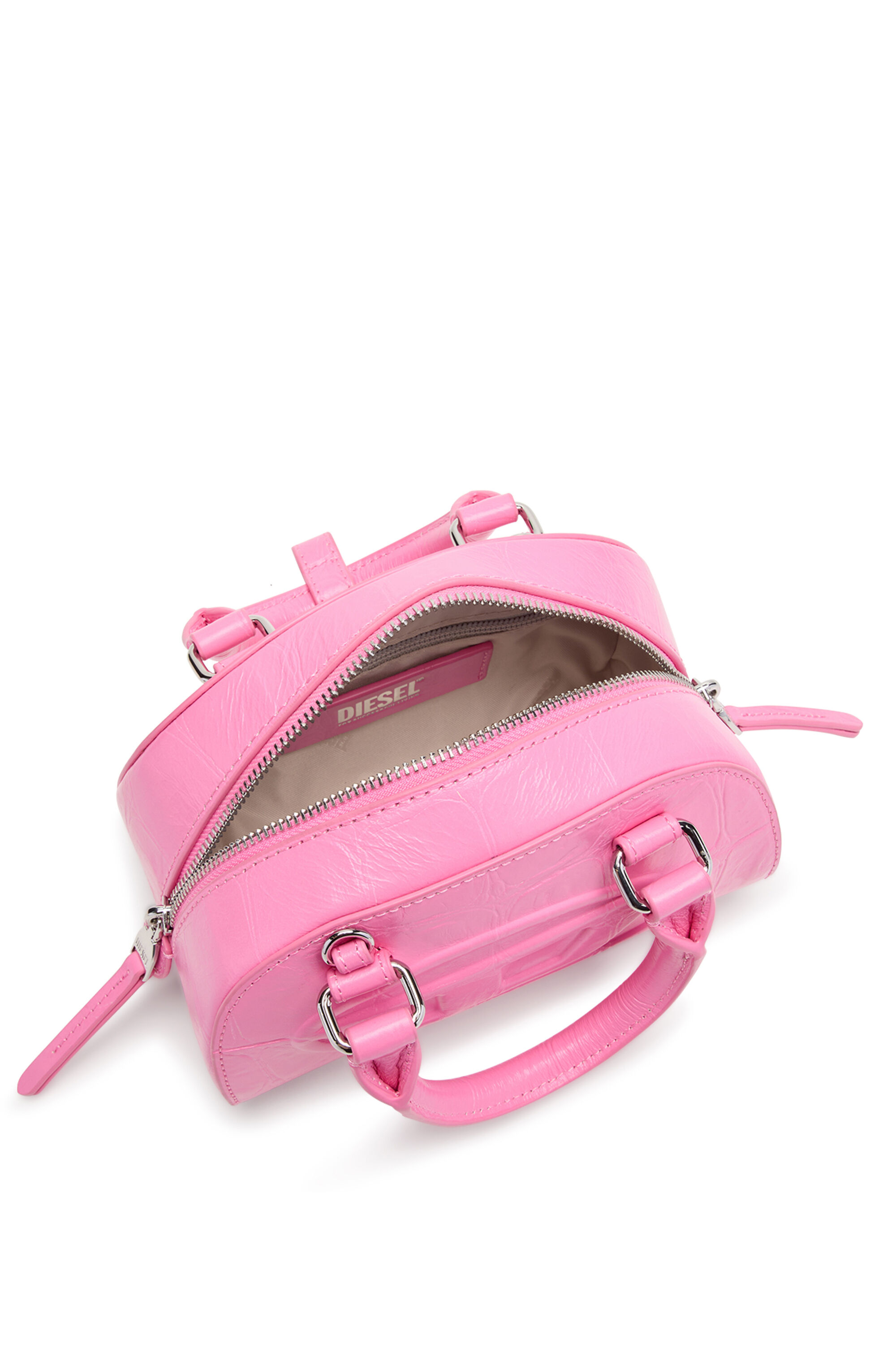 Women's 1DR Dome-Small bowling bag in croc-effect leather | Pink