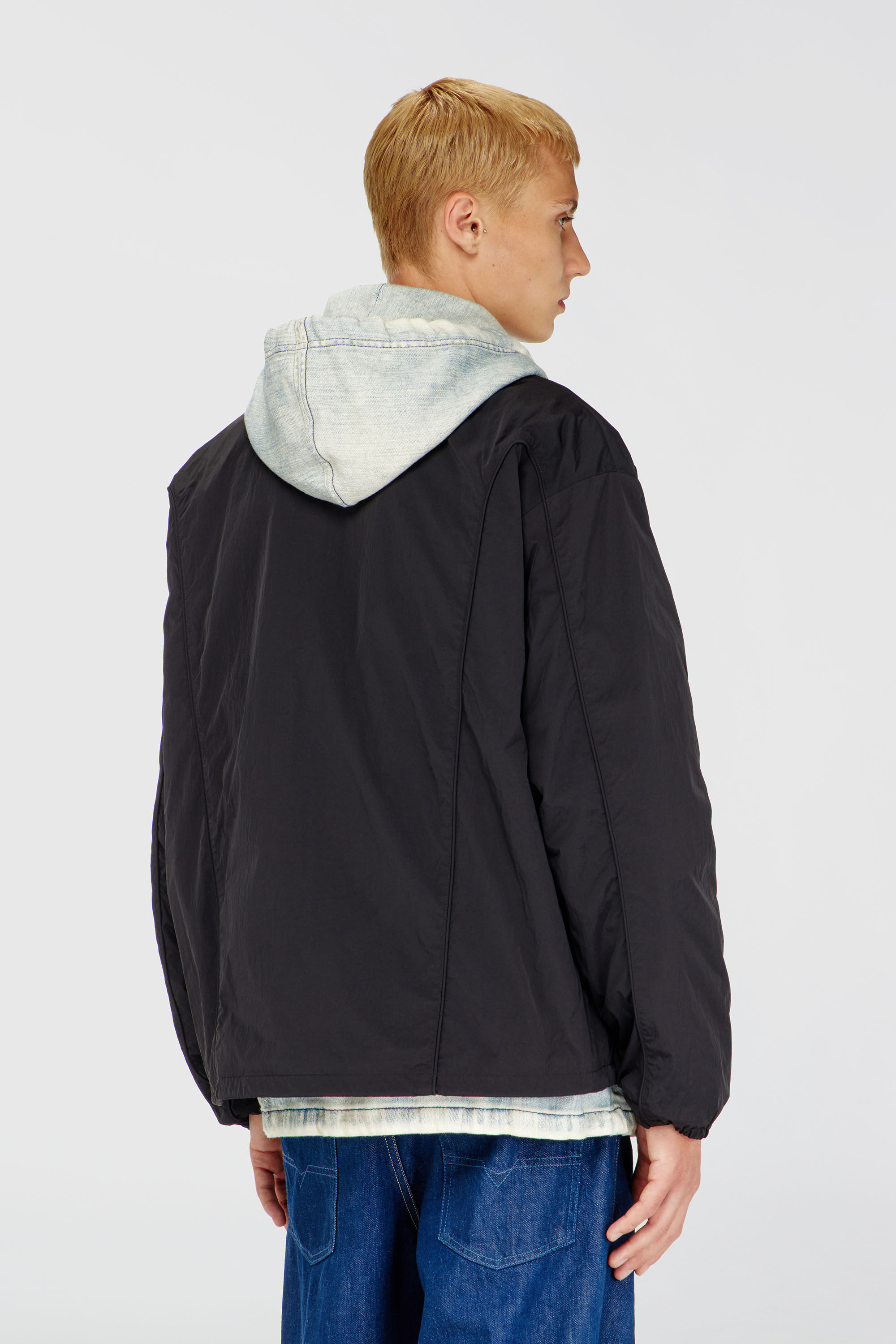 DIESEL Rick MA-1ナイロンジャケット コート Men's Crinkled-nylon jacket with piping | Black | Diesel GB