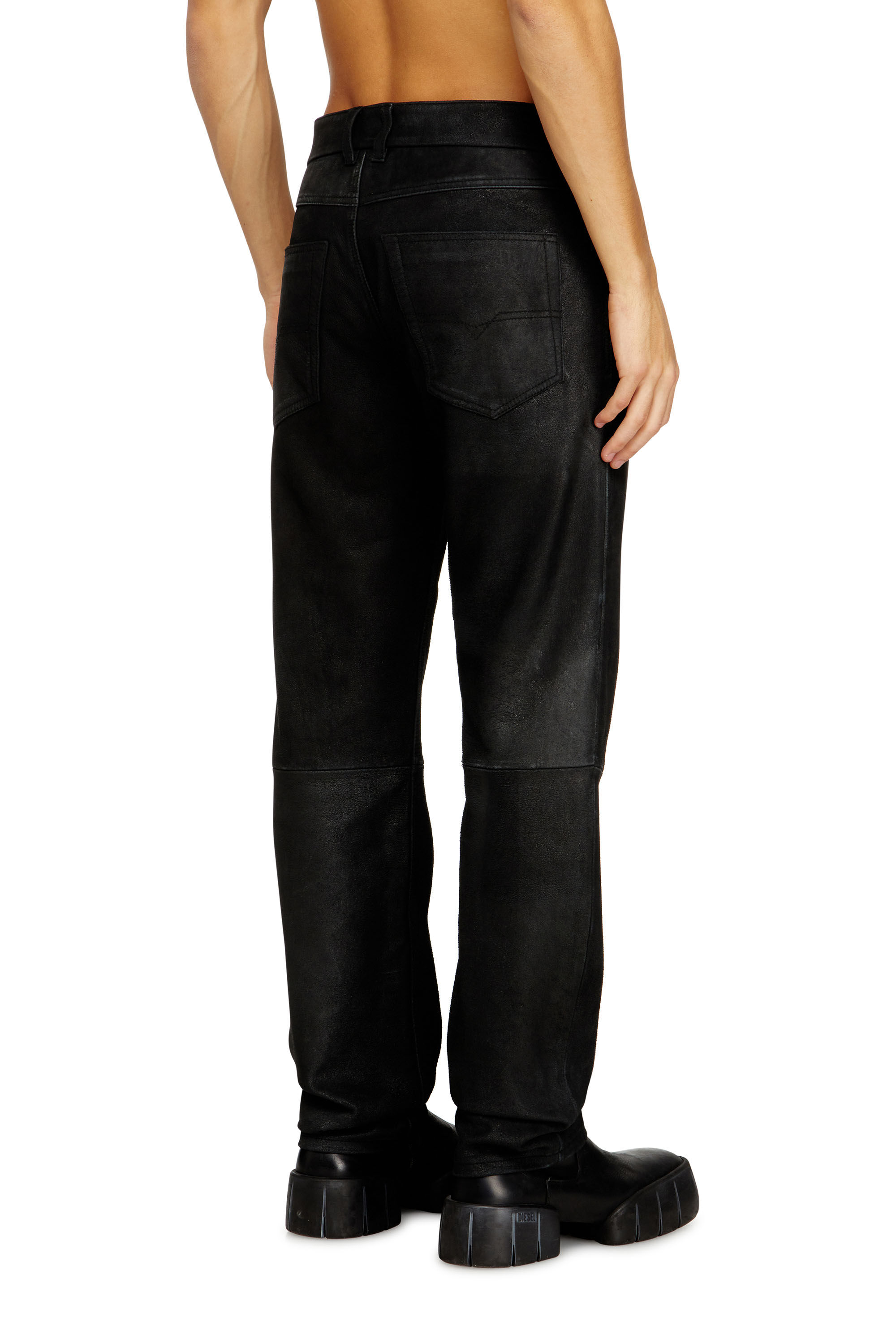 Men's Jean-cut leather pants | Black | Diesel