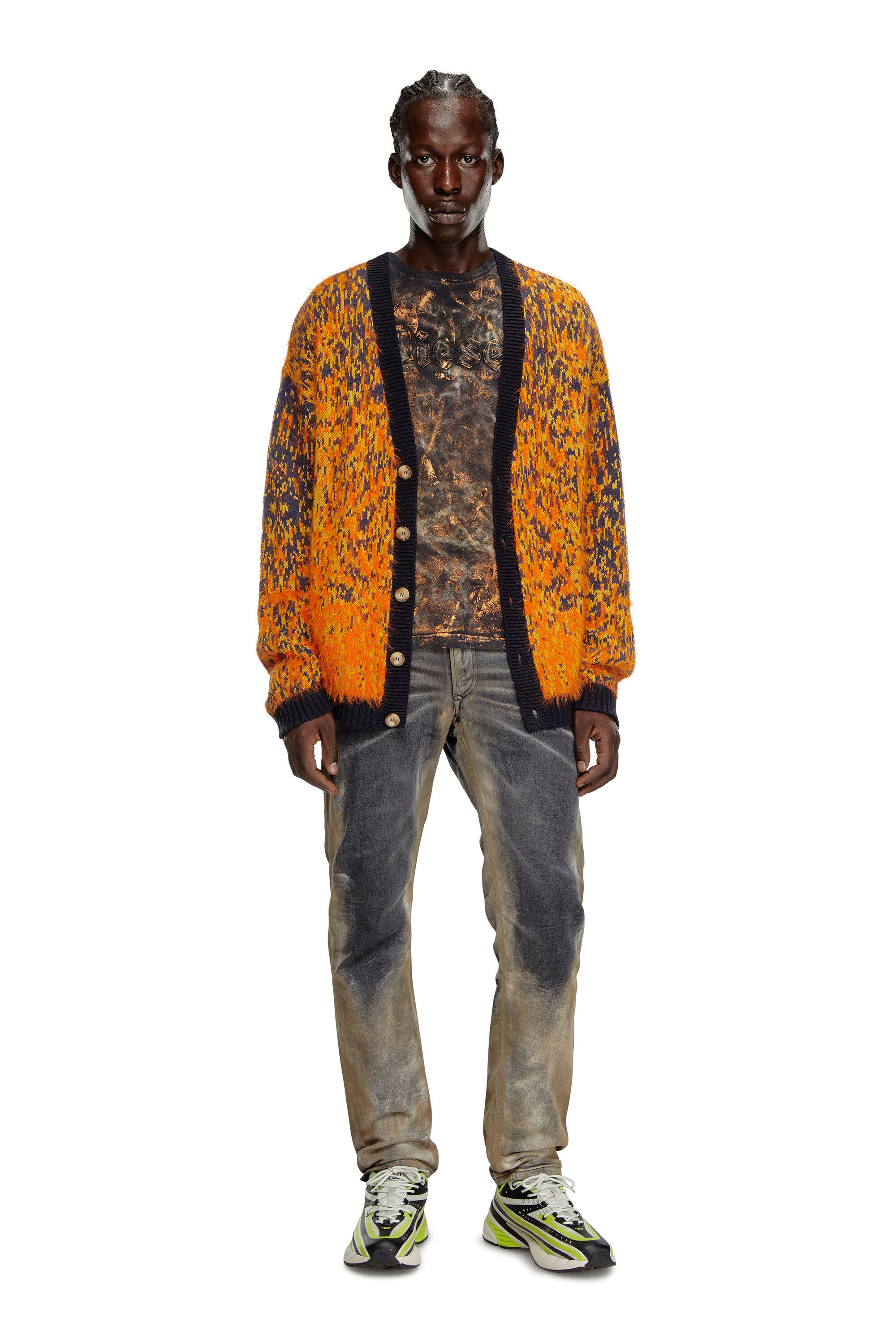 Mens orange cardigan sweater store