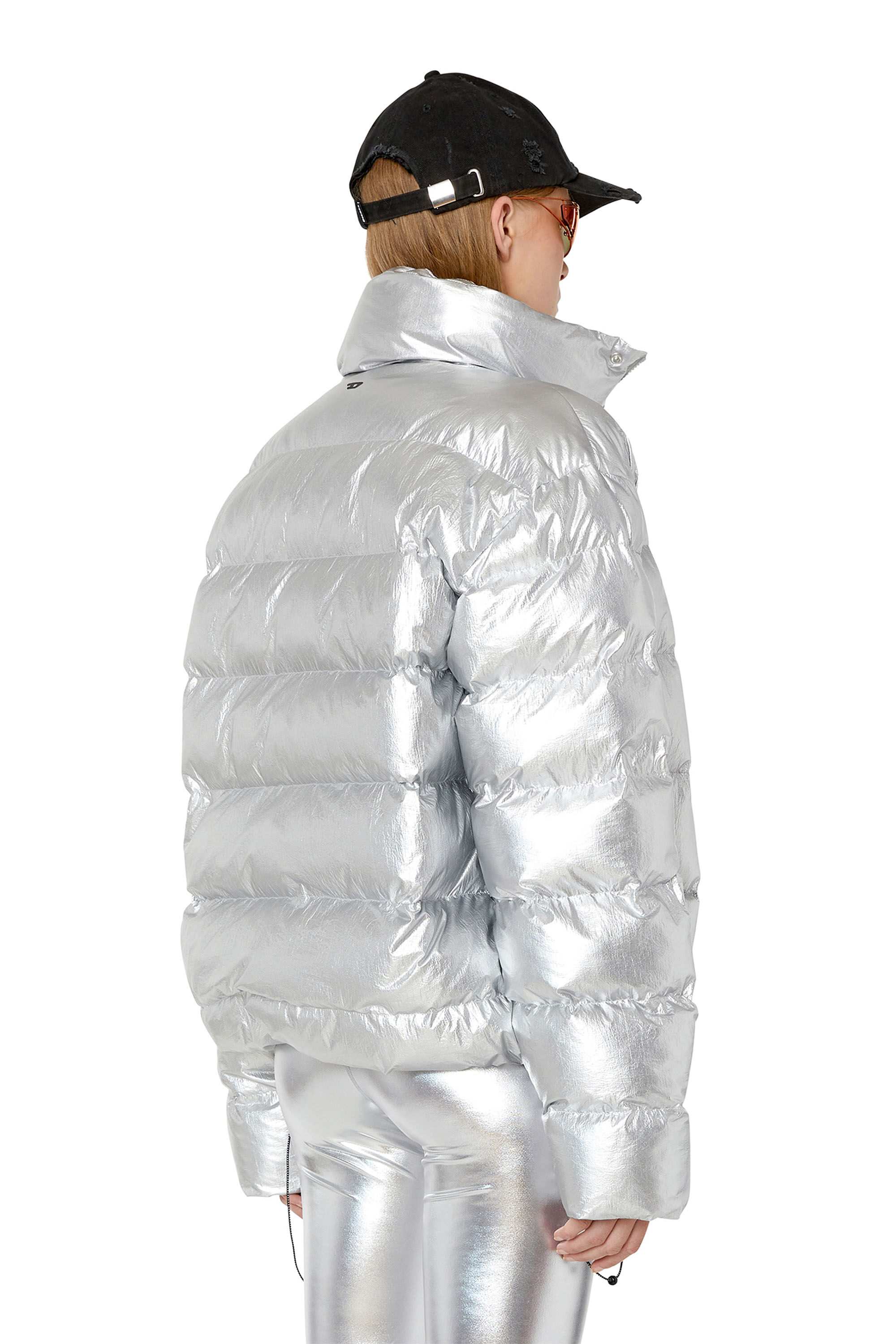 Metallic silver puffer sale jacket mens