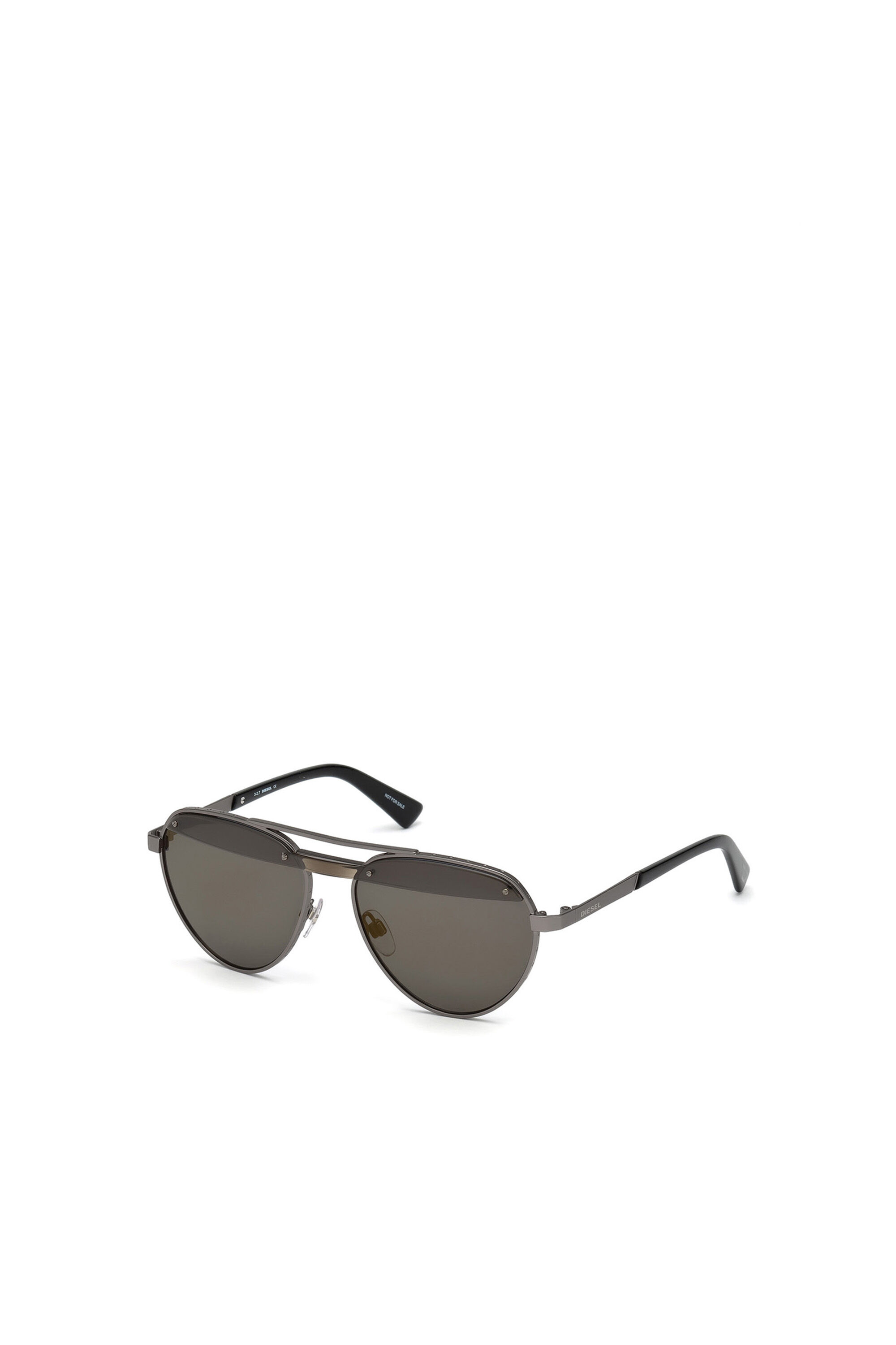 Diesel - DL0261, Unisex's Pilot shape eyewear with slanting detail in Black/Grey - 2