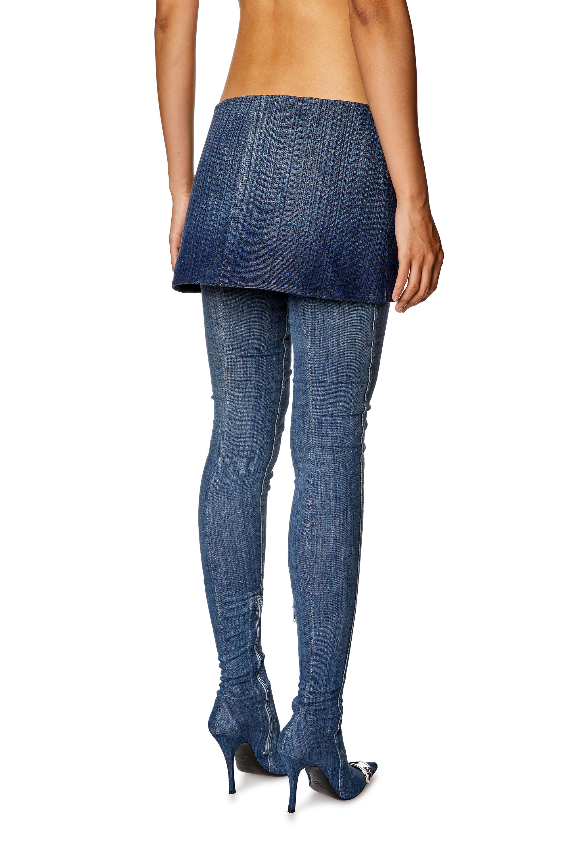 Women s Skirt belt in streaky denim DE LORI FSD Diesel