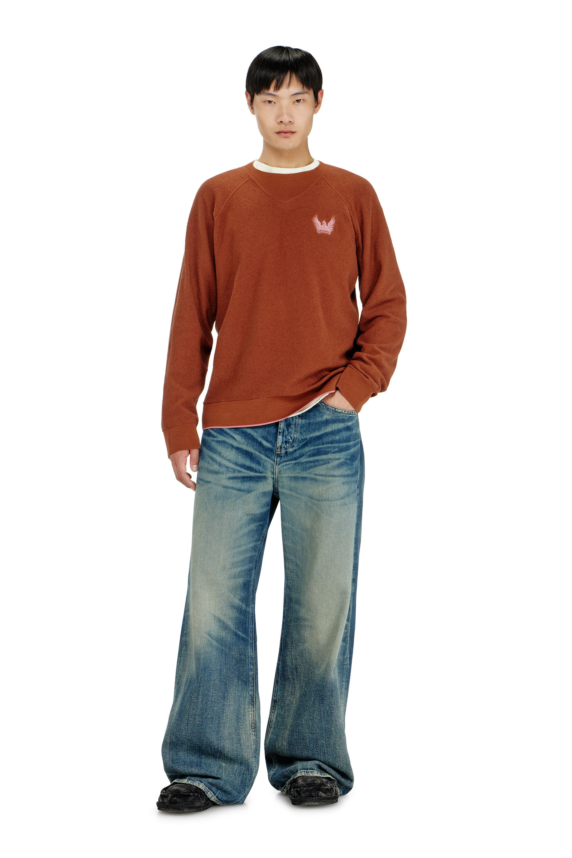 Diesel - K-RALFS, Man's Boucl&eacute; jumper with Phoenix embroidery in null - 1