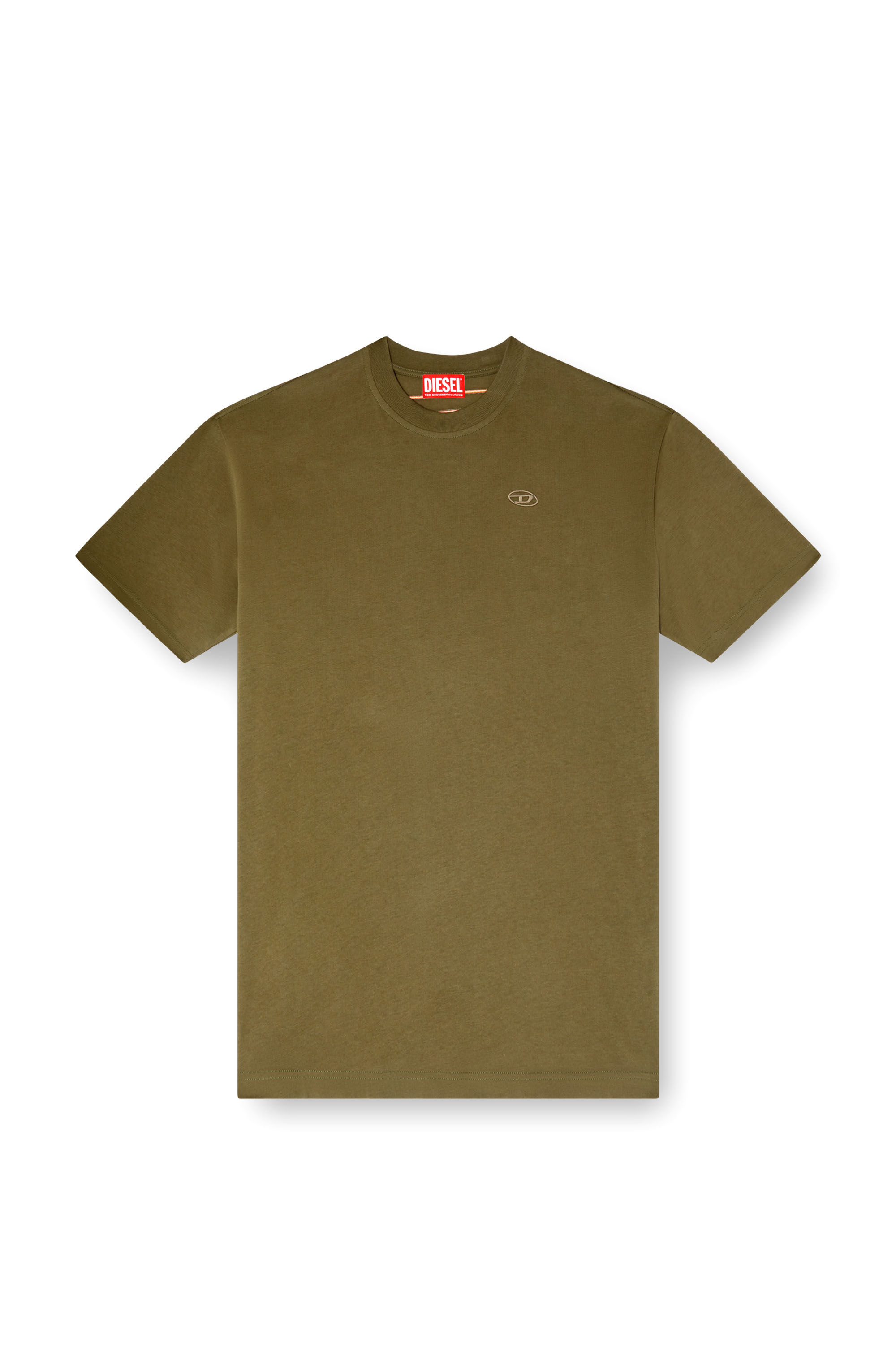 Men's T-shirt with maxi oval D embroidery | Green | Diesel