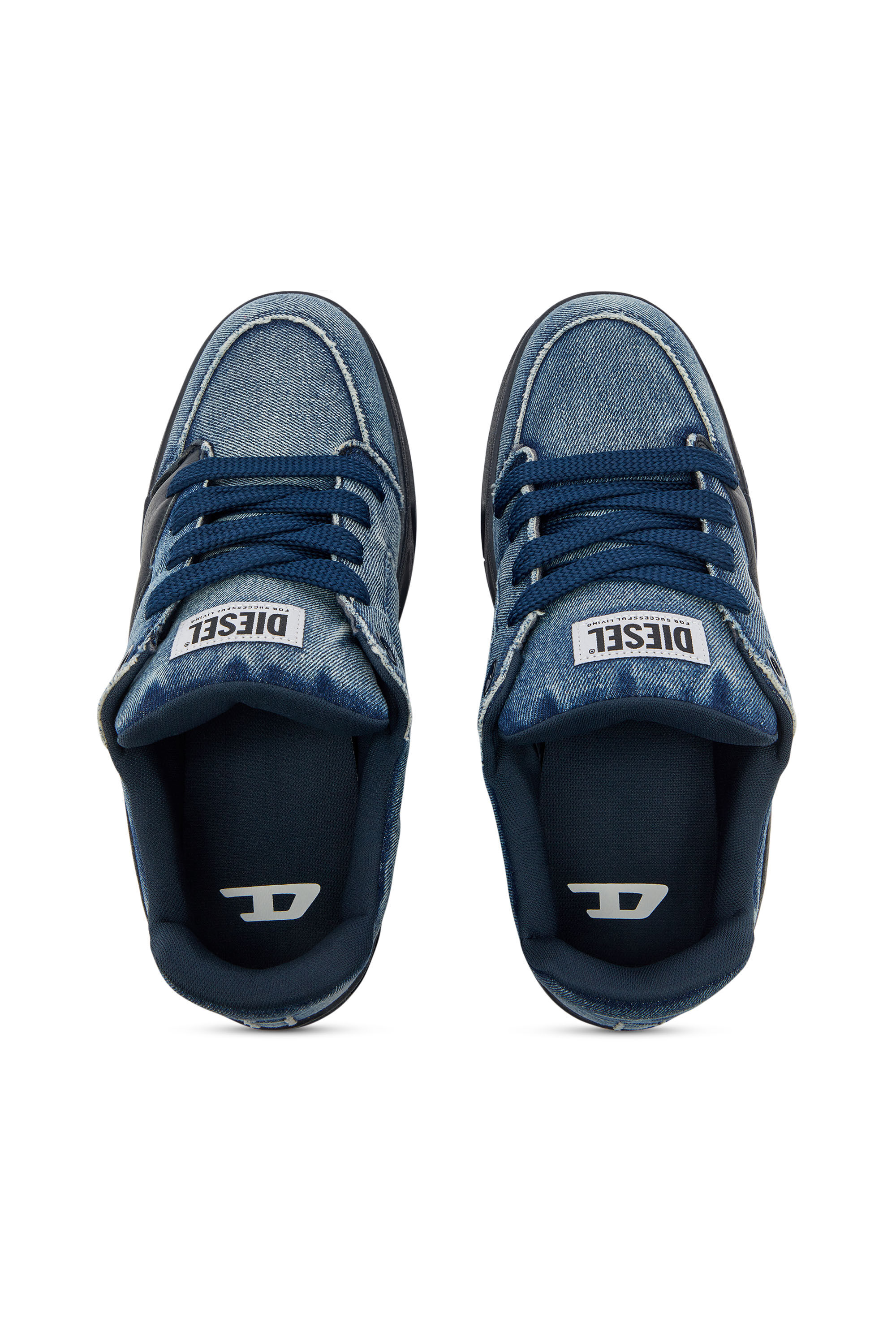 Diesel - S-D-OLLIE LOW, Man's S-D-Ollie - Sneakers in washed frayed denim in Blue - 4