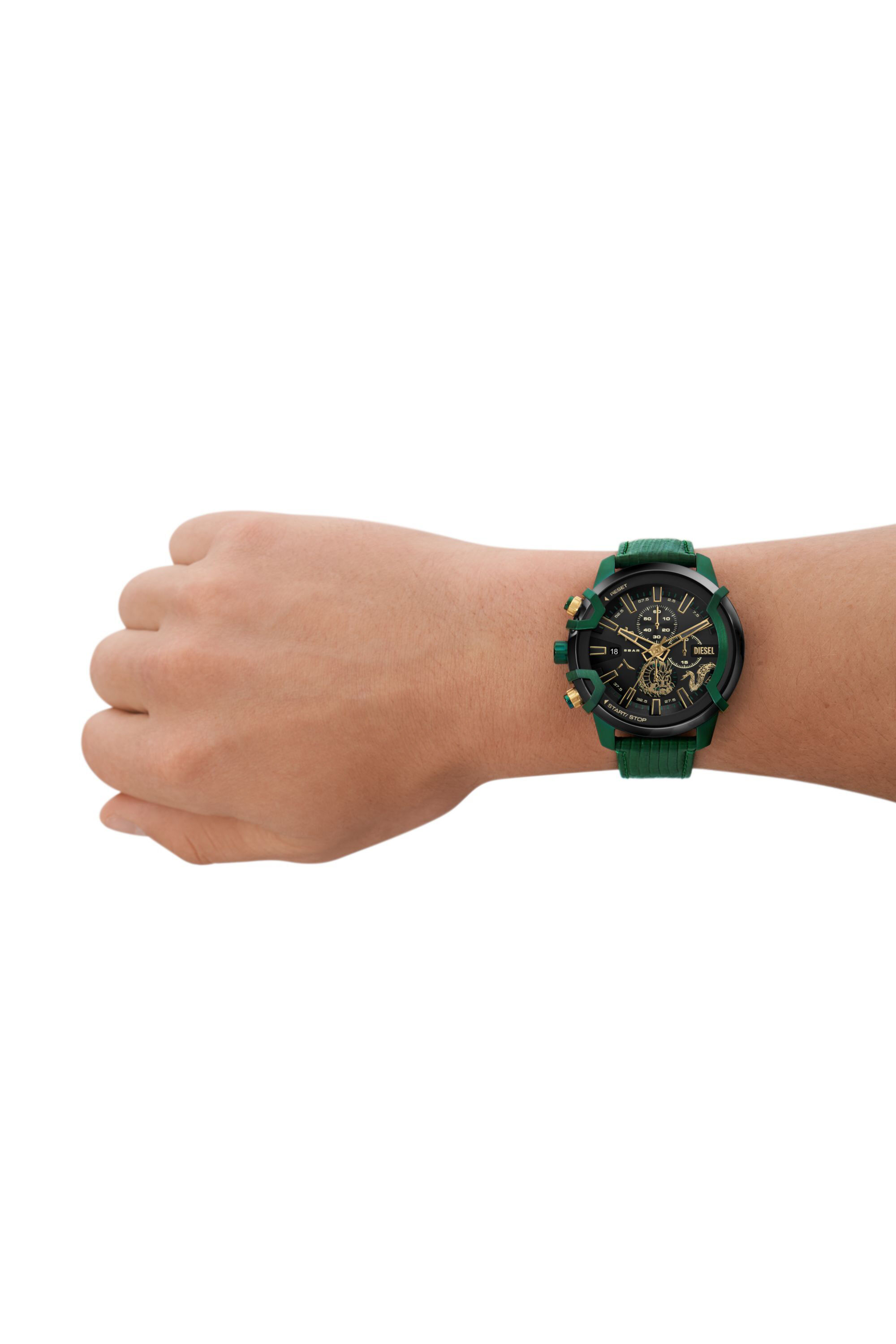 Dante１ Men's Griffed chronograph green leather watch | Green | Diesel