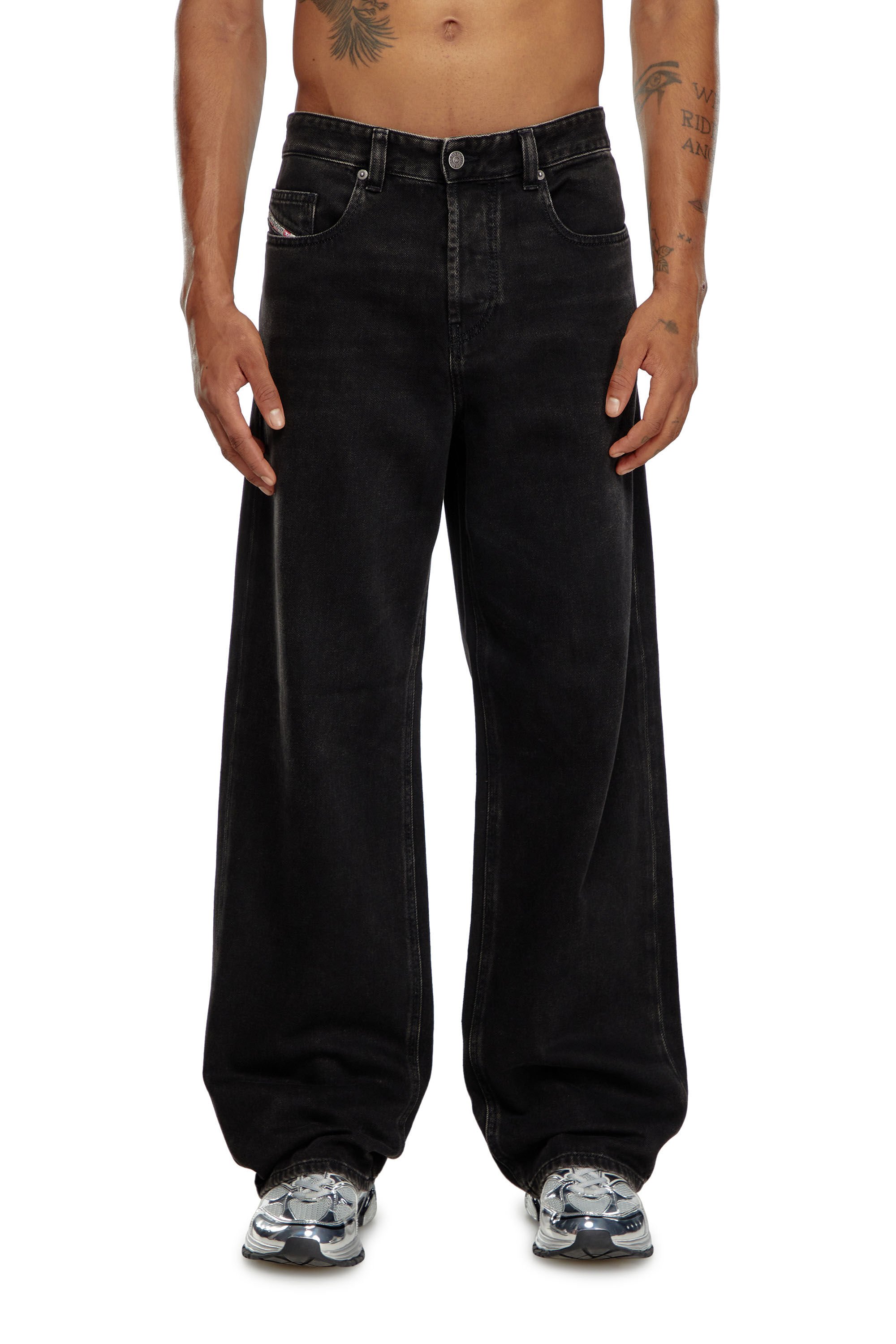 Men s Straight Jeans Black Dark grey Diesel 2001 D Macro