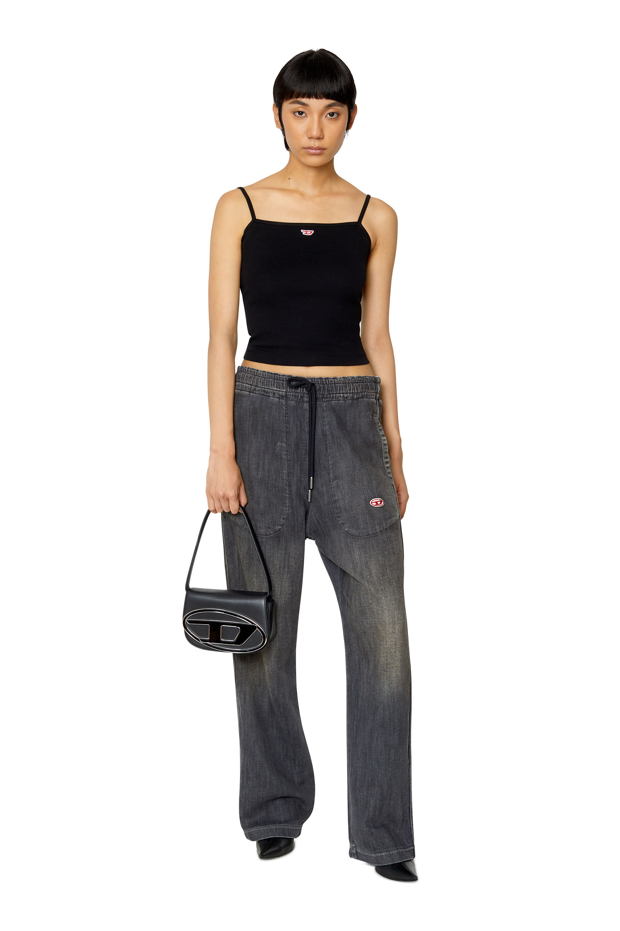 Black track discount denim