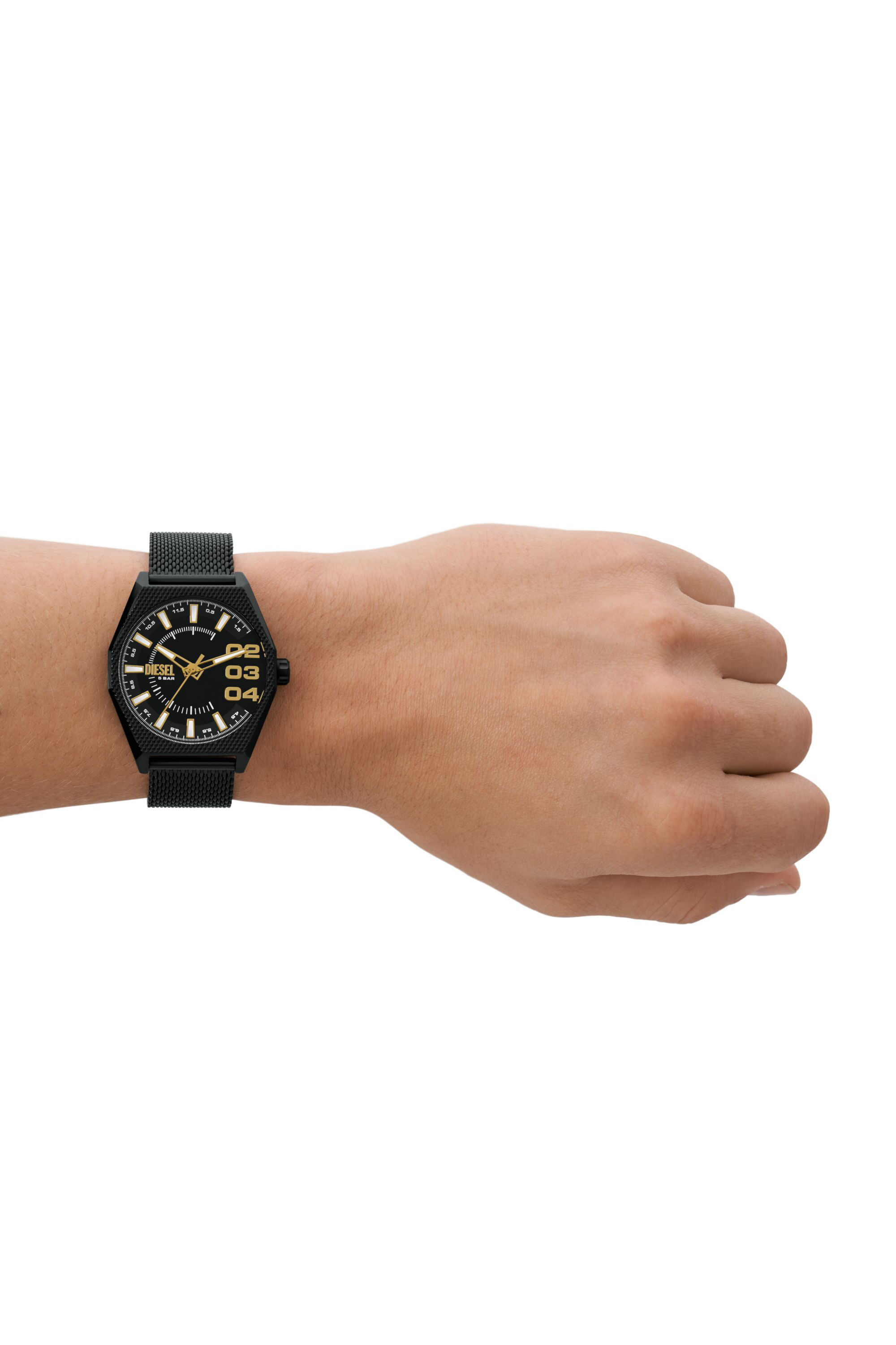 Men s Scraper three hand black stainless steel watch DZ2194 Diesel
