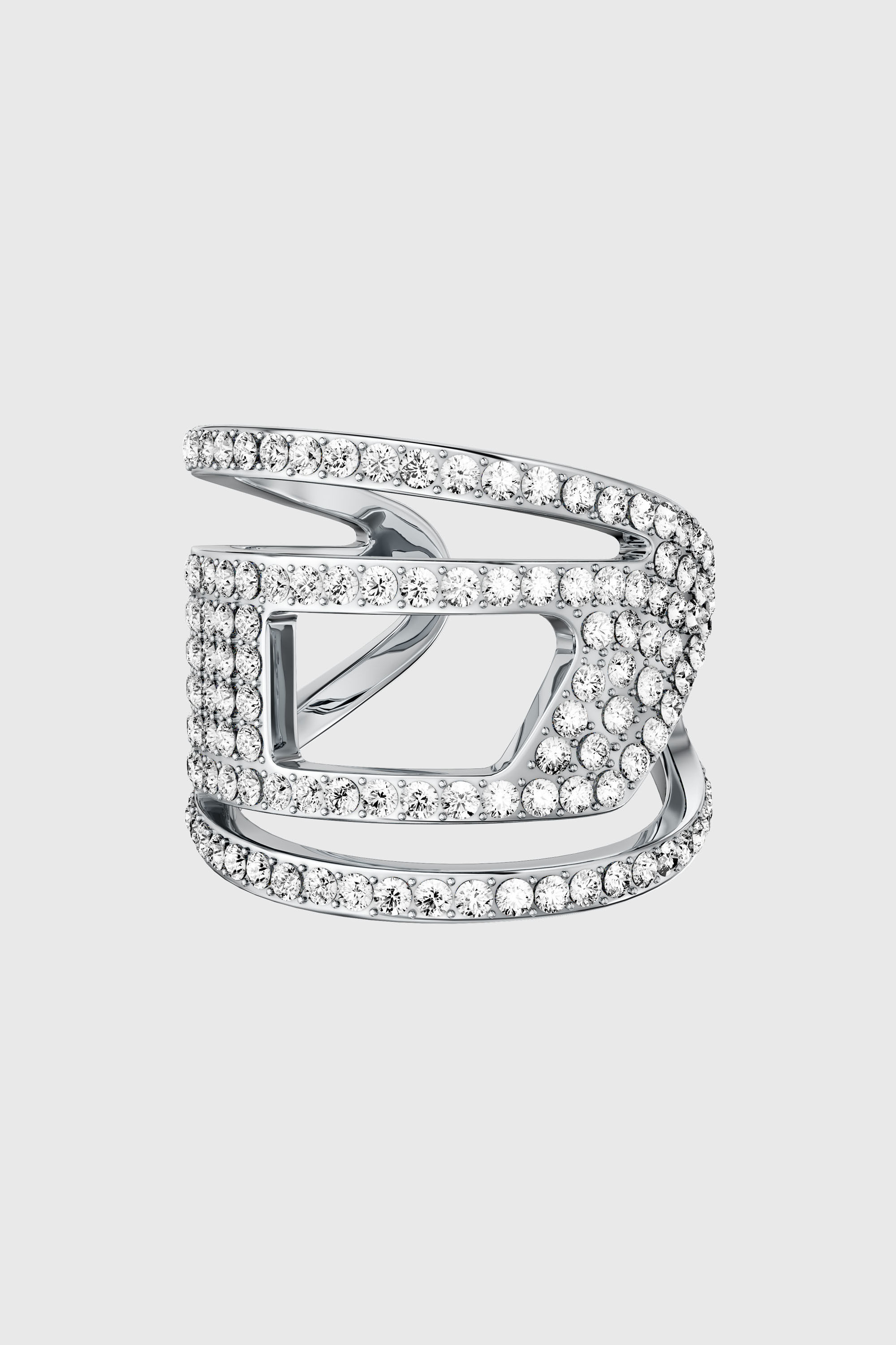 Diesel - DX1705040 JEWELLERY, Unisex's Stainless steel glitz D band ring in Silver - 3