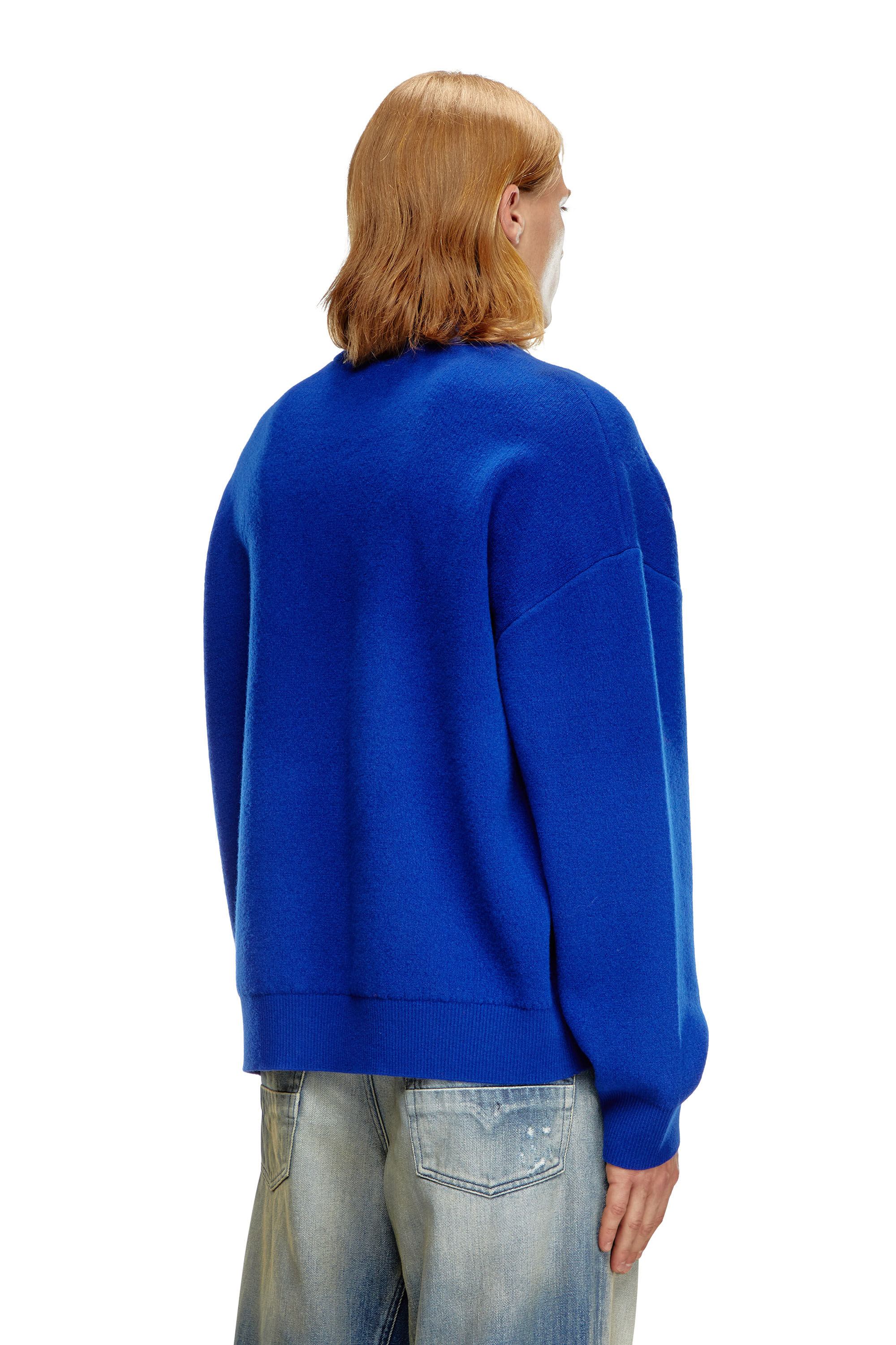 Men's Wool-blend jumper with graphic logo | Blue | Diesel