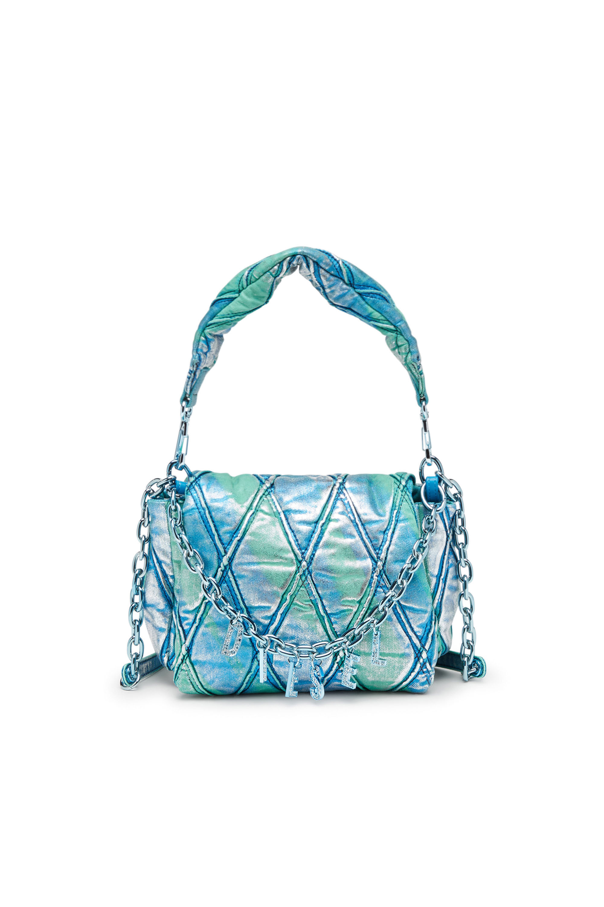 FULL BLING PONY BAG CHARM GREEN W/SILVER & LIGHT BLUE FULL BLING PONY BAG CHARM GREEN W/SILVER & LIGHT BLUE