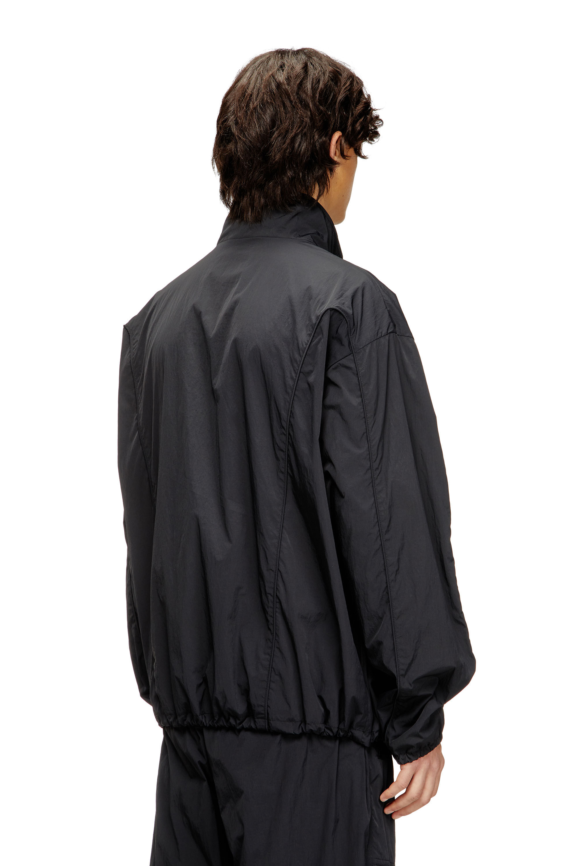 Men's Crinkled-nylon jacket with piping | Black | Diesel