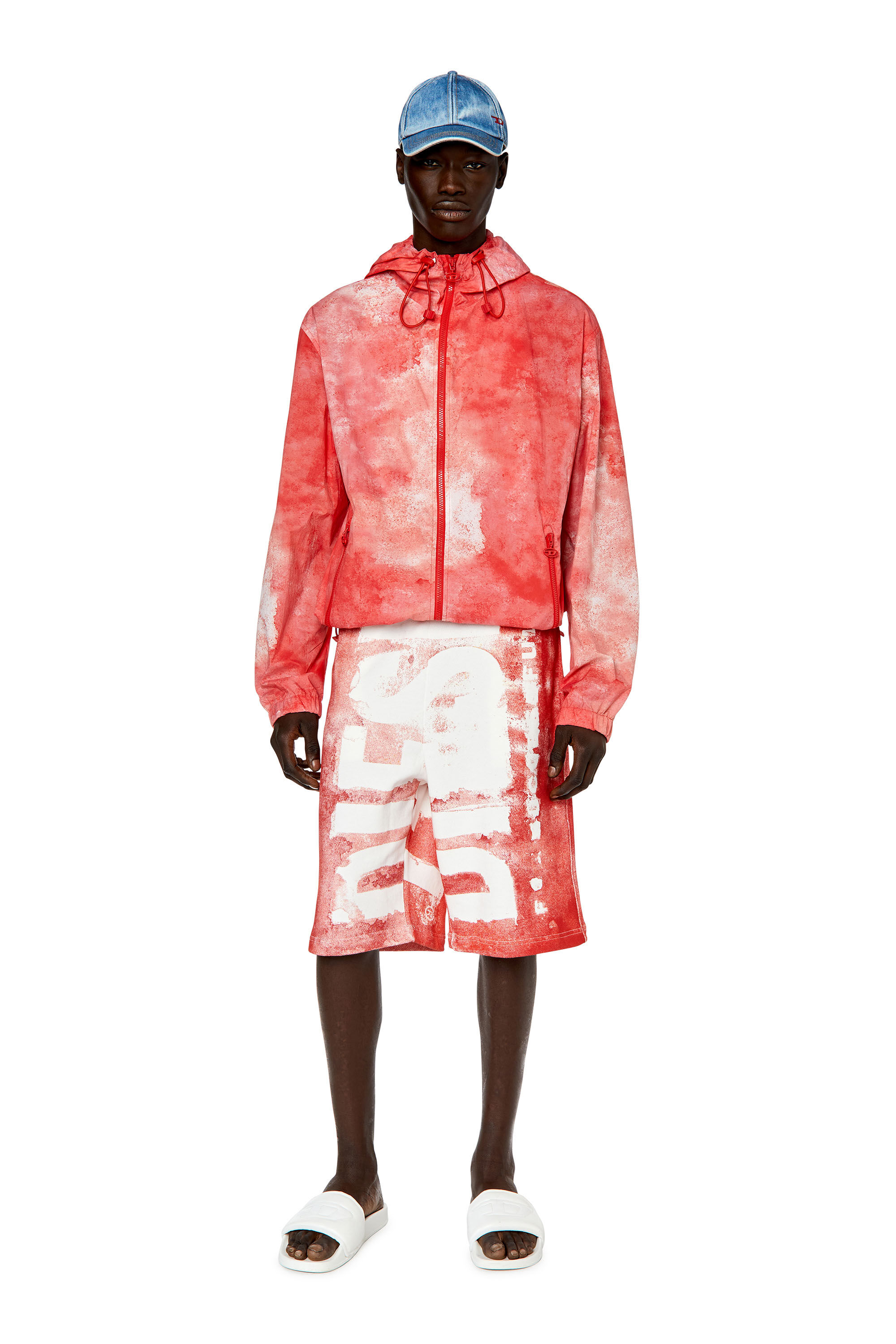 J WARRETT LOGO Man Watercolour effect windbreaker with logo Diesel