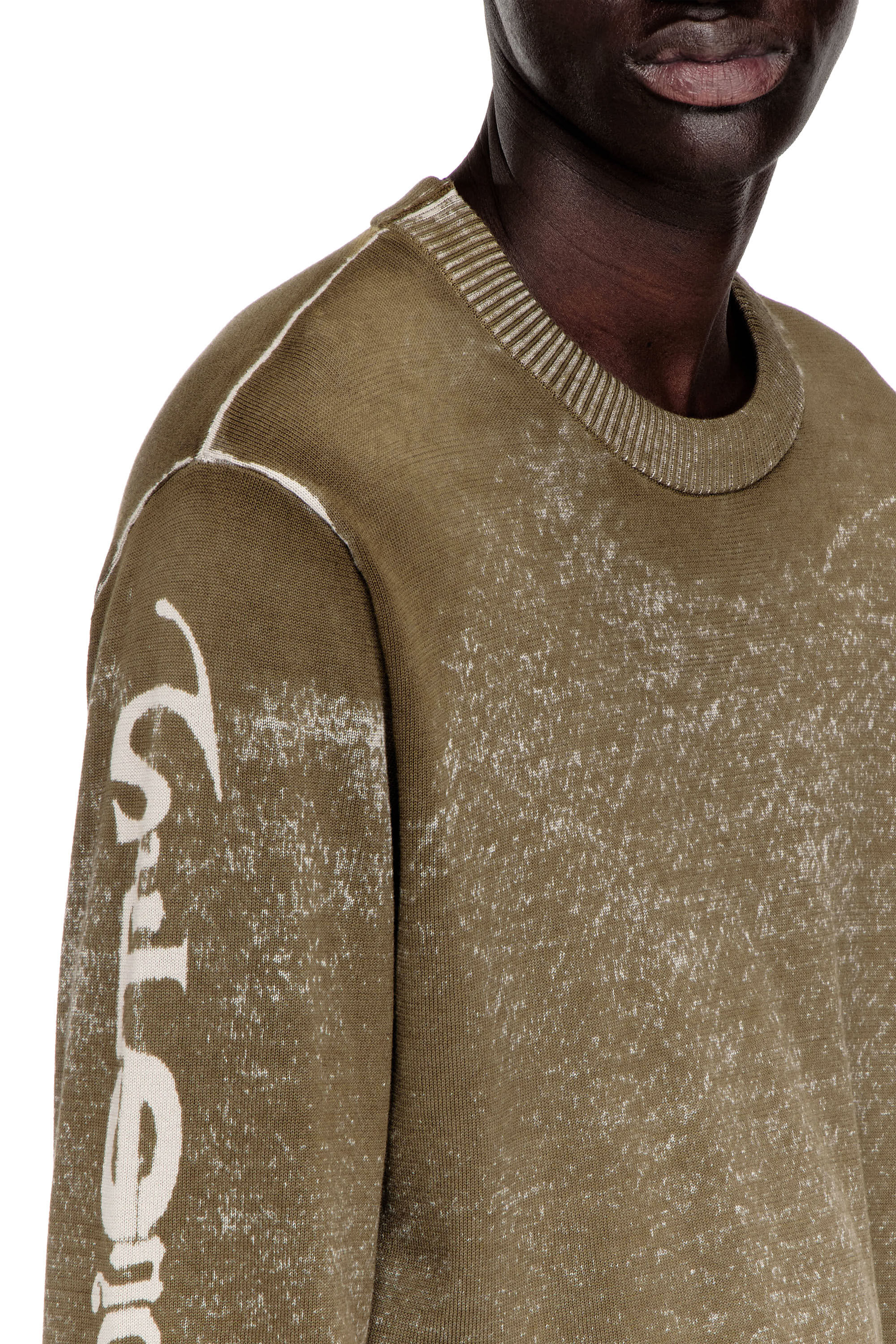 Men's Faded reverse-print jumper with lettering | Green | Diesel