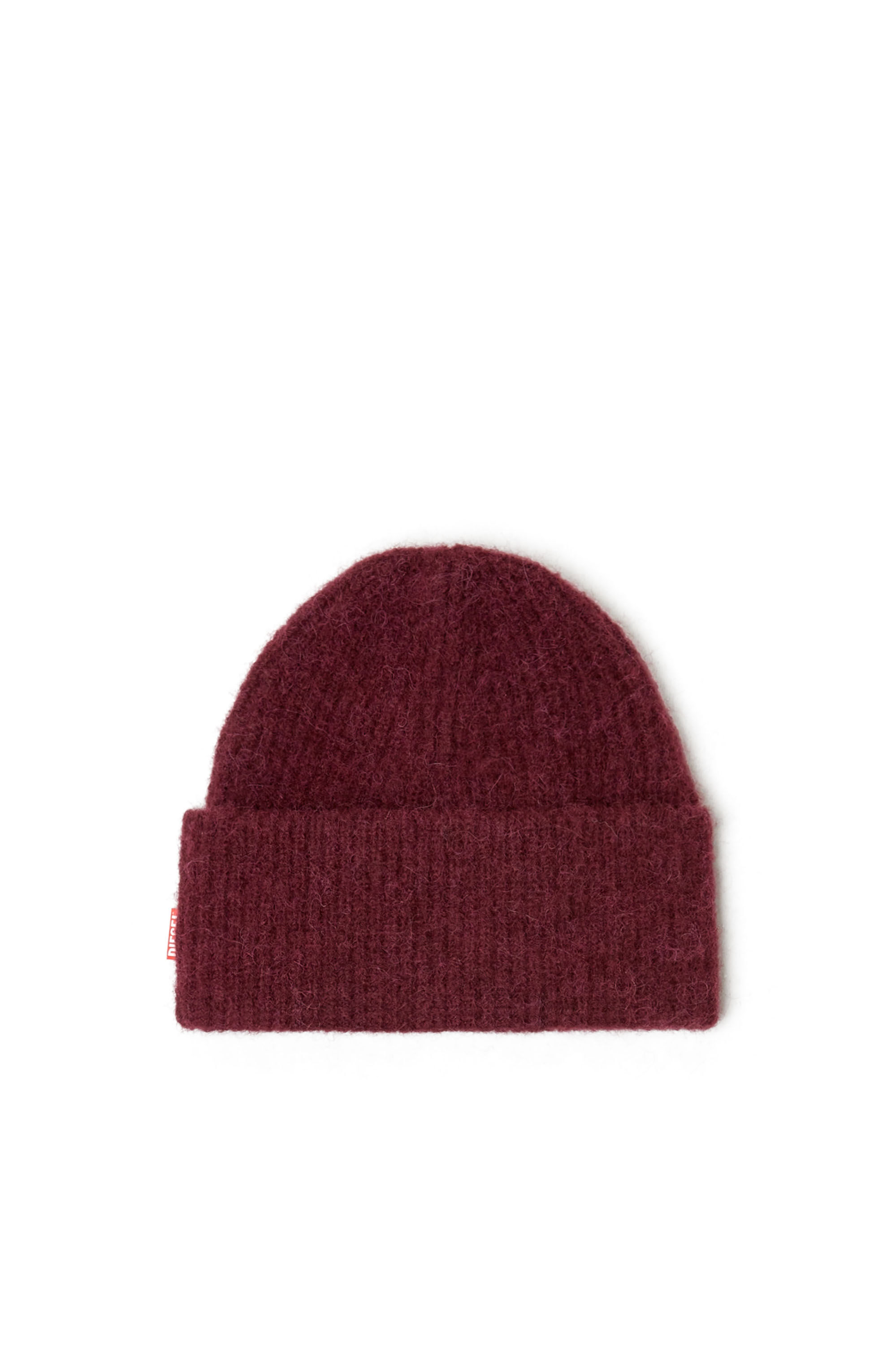 Women's Burgundy beanie with Oval D embroidery | Red | Diesel