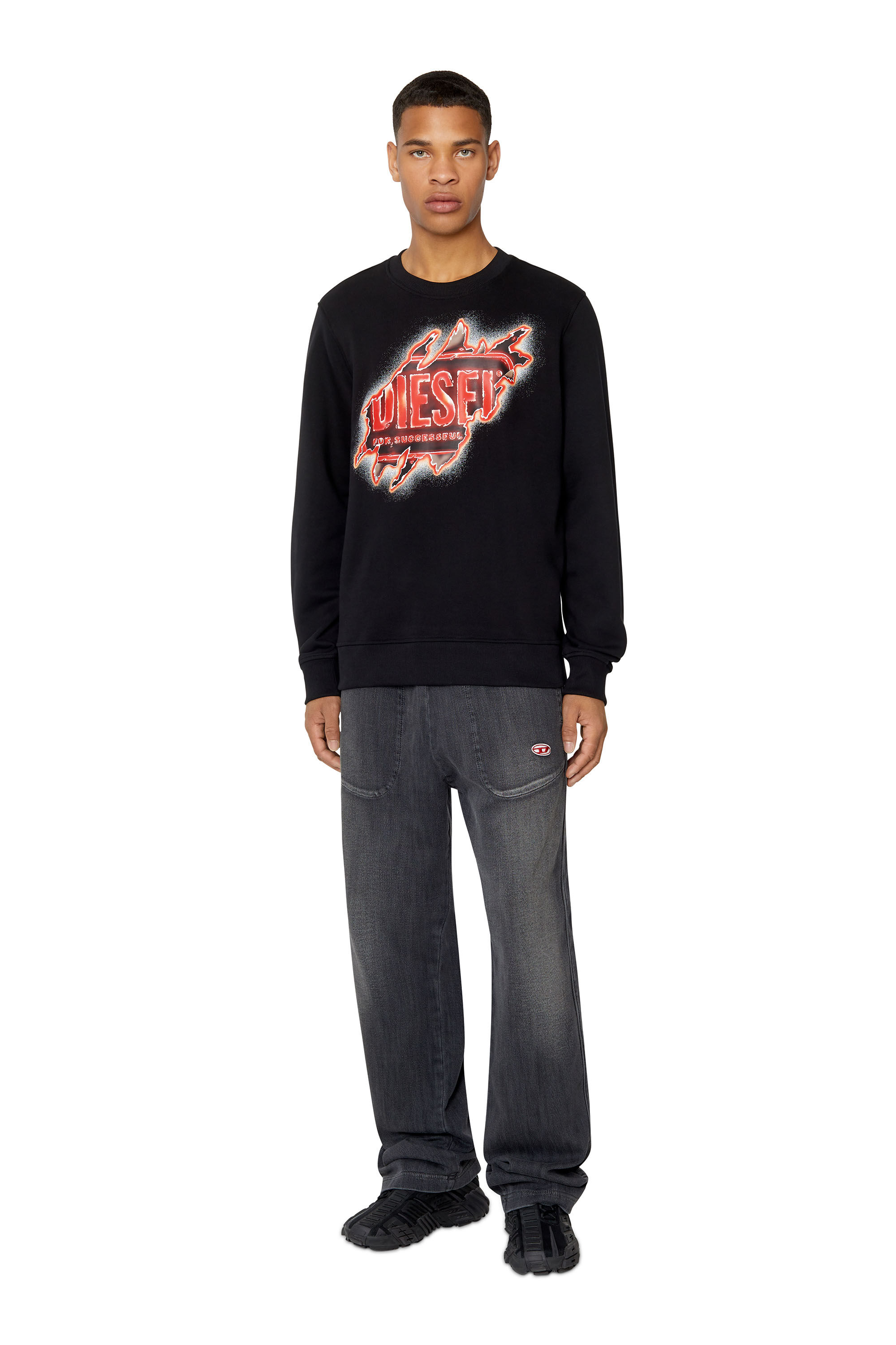 D MARTIANS TRACK DENIM Man Straight Black grey Baggy Jeans Diesel