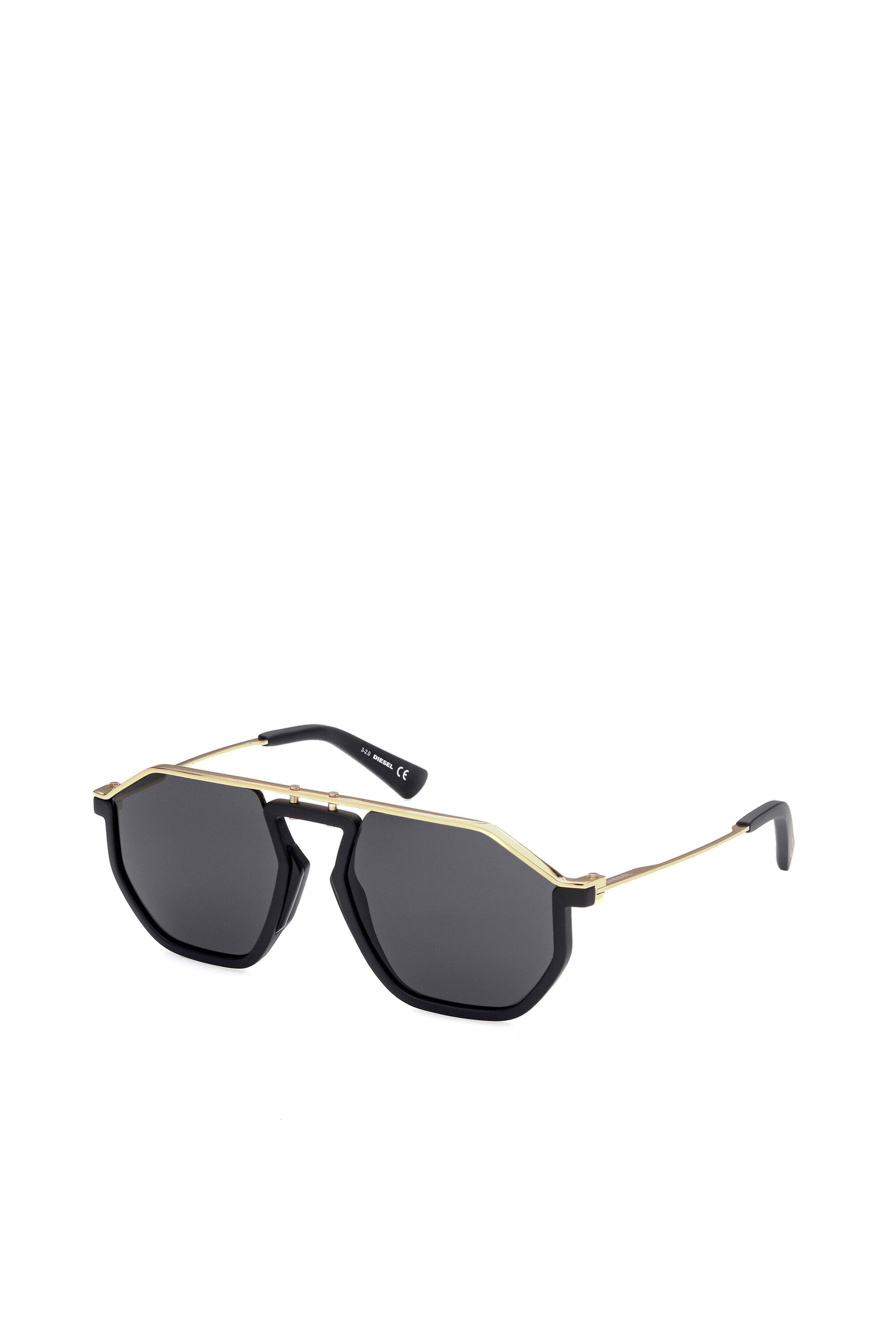 Diesel - DL0346, Unisex's Pilot metal and injection-molded sunglasses in Black/Gold - 2