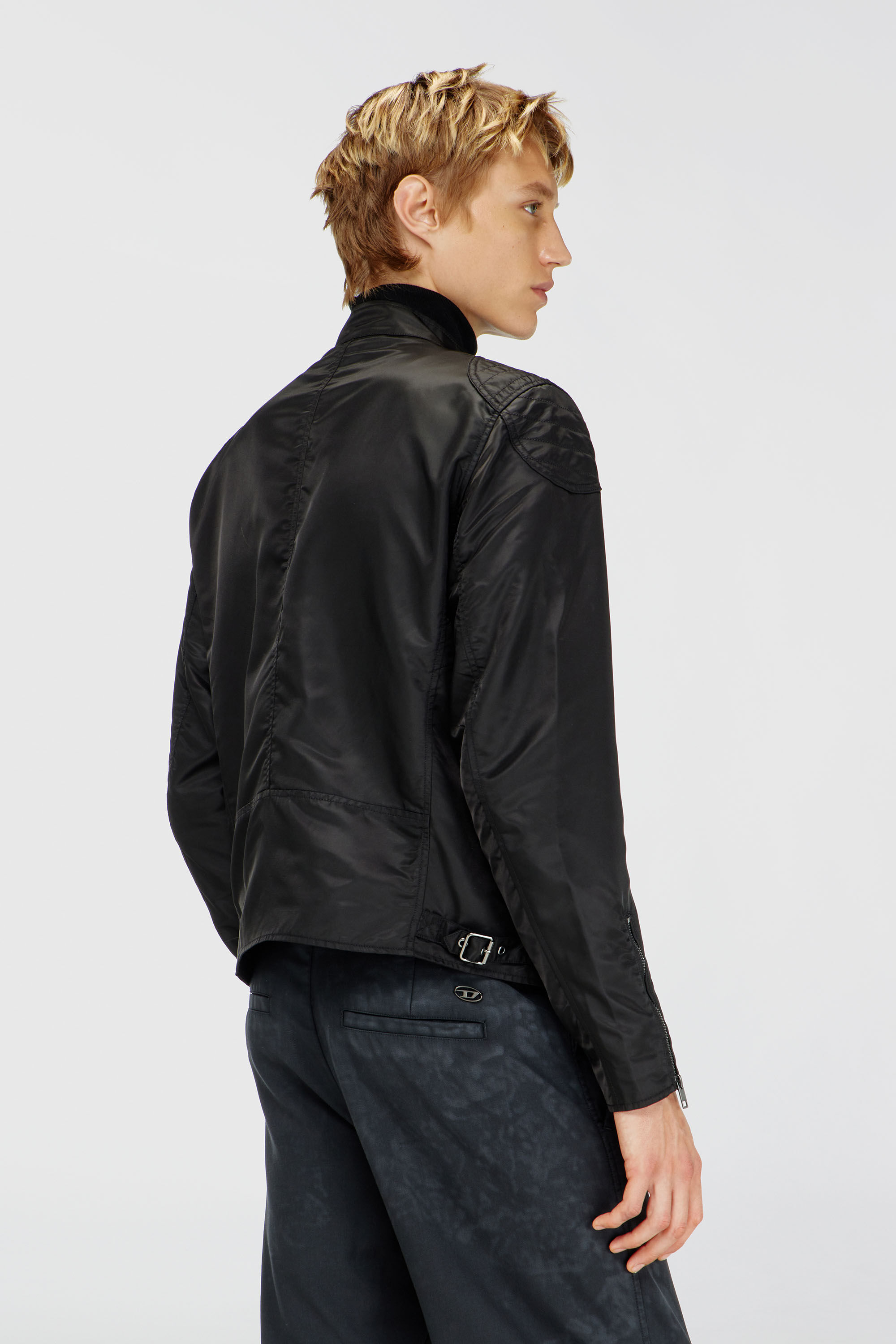 Diesel - J-GLORY-T92, Man's Nylon jacket with quilted shoulders and zip pockets in Black - 4