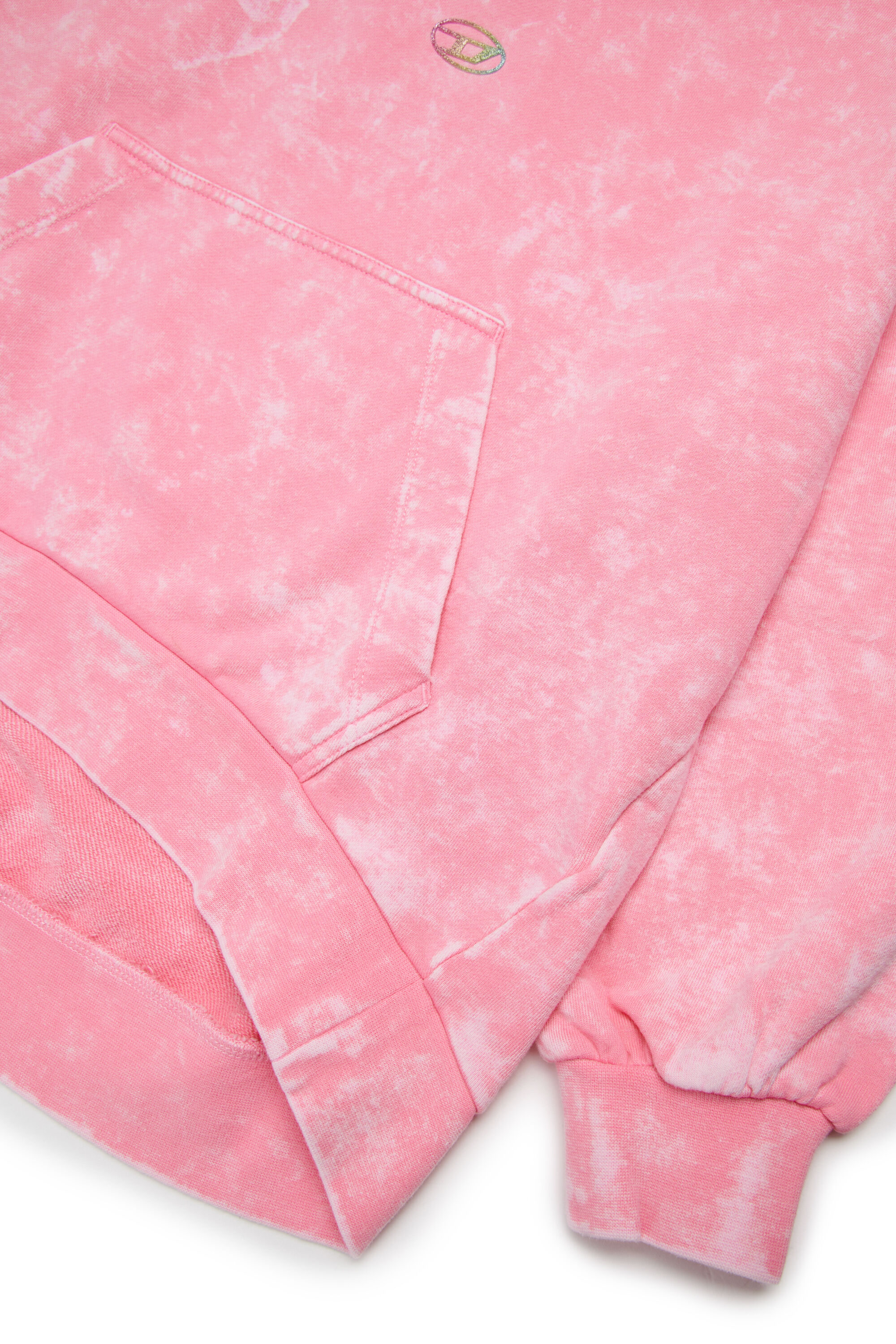 Diesel - SALIA, Woman's Hoodie in cotton with washed effect in Pink - 4