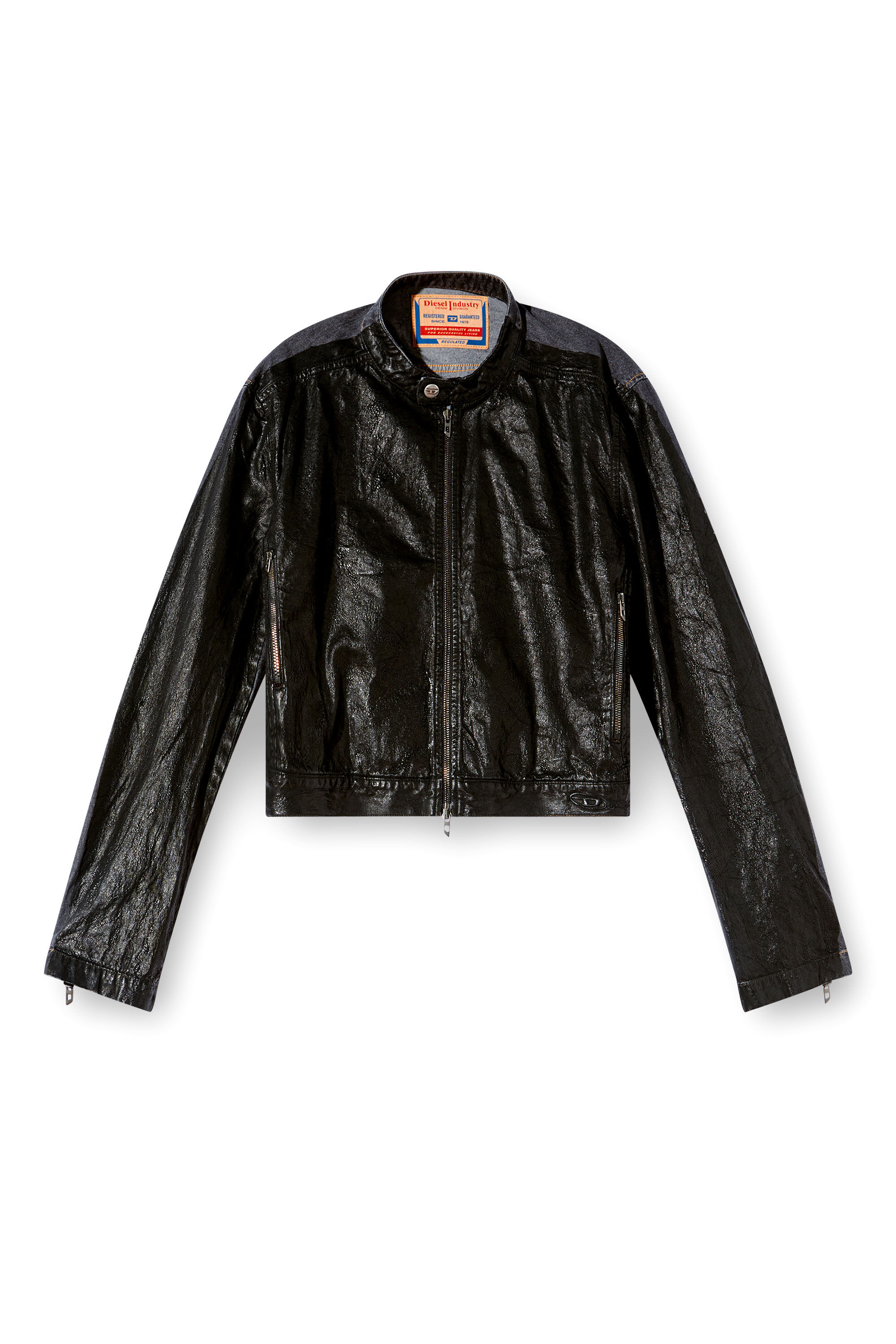 Women's denim motorcycle jackets top