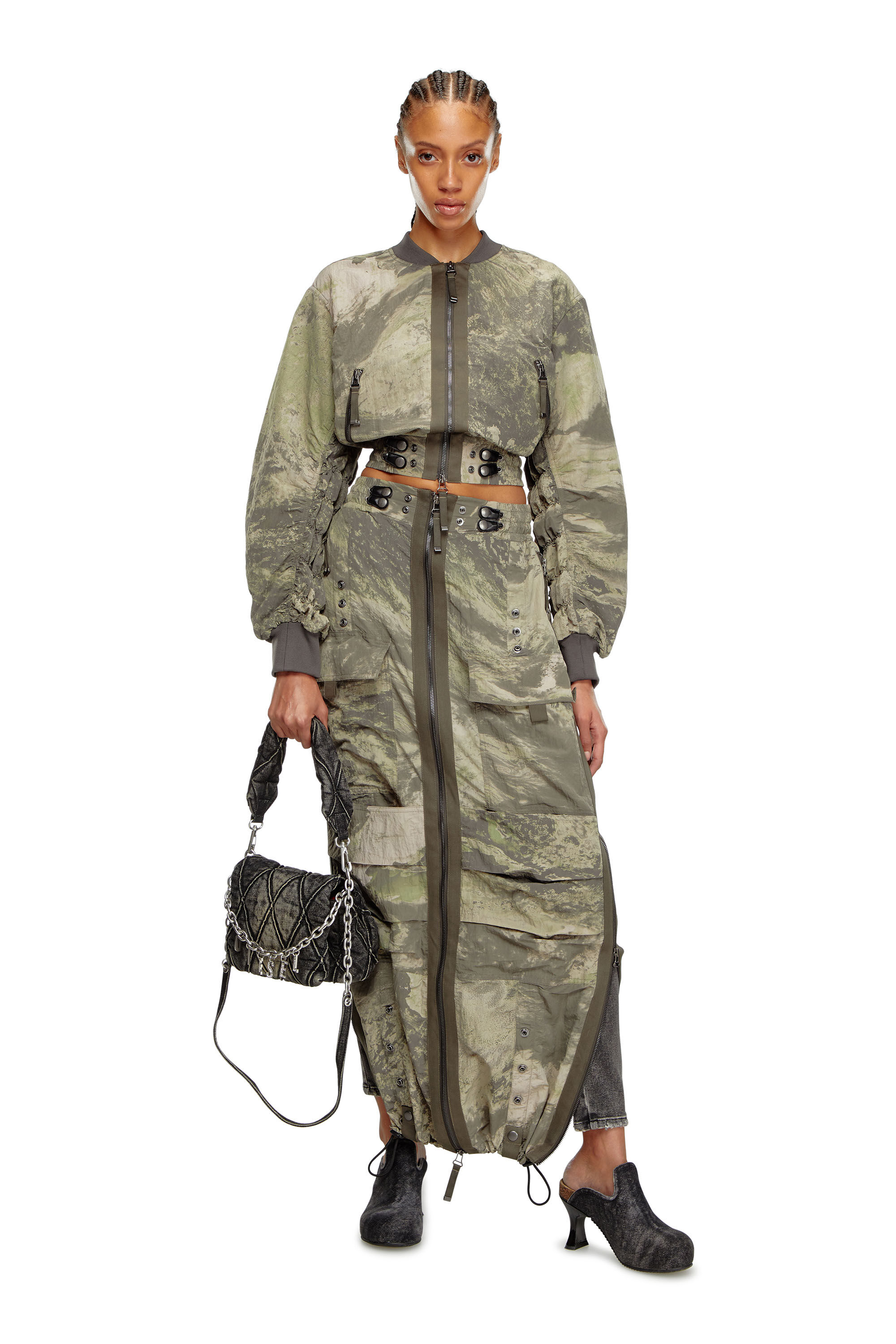 Women s Bomber jacket in light nylon Green Diesel