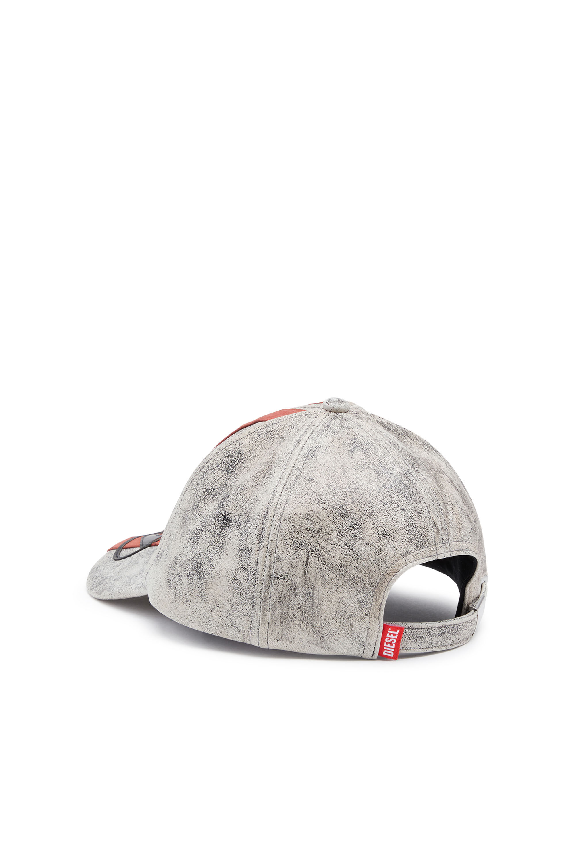 Men s Leather baseball cap with stripes Diesel C OLAV