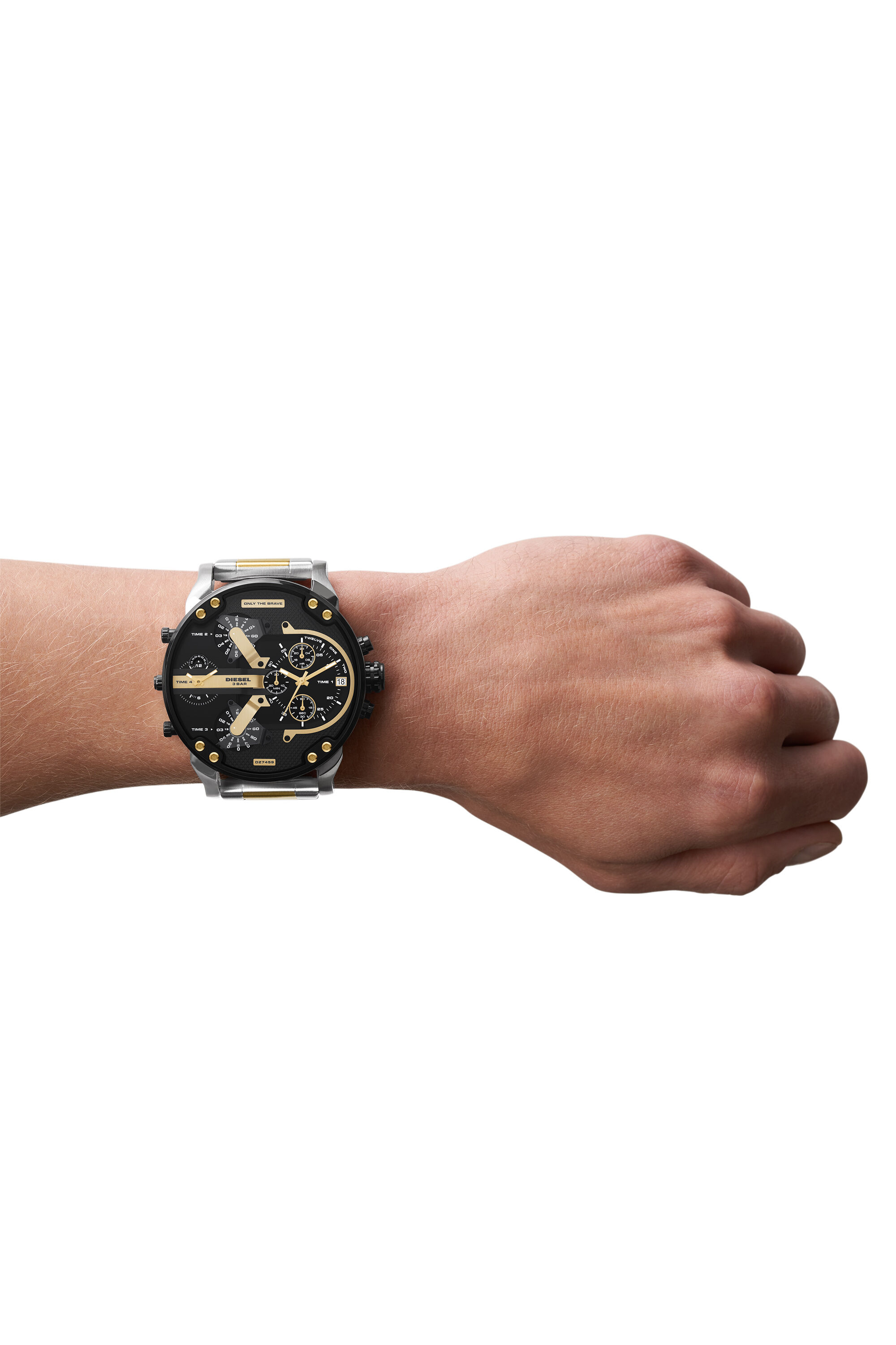 DZ1969: Chopped digital gold-tone stainless steel watch | Diesel