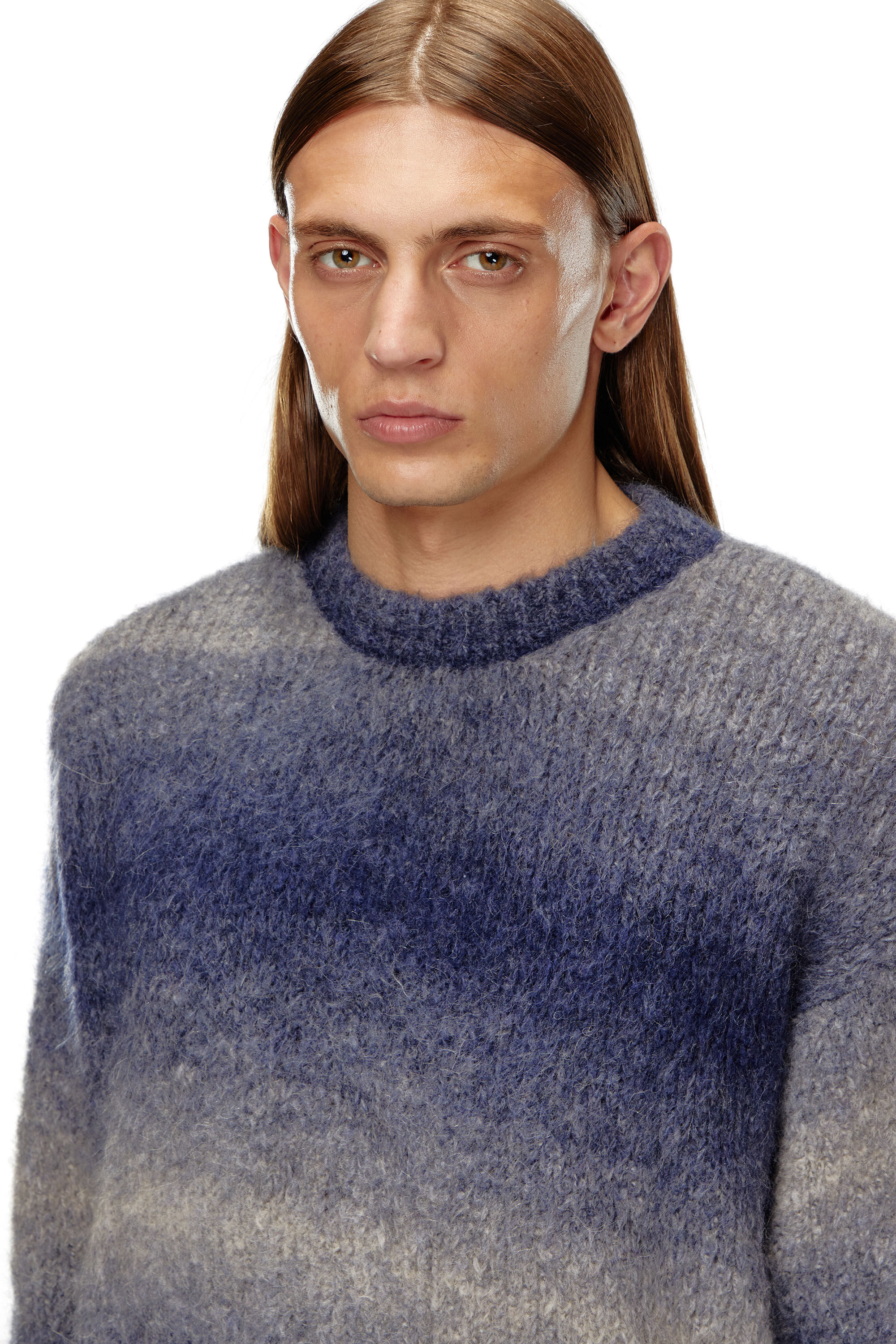 Men s Degrade jumper in alpaca blend Blue Diesel