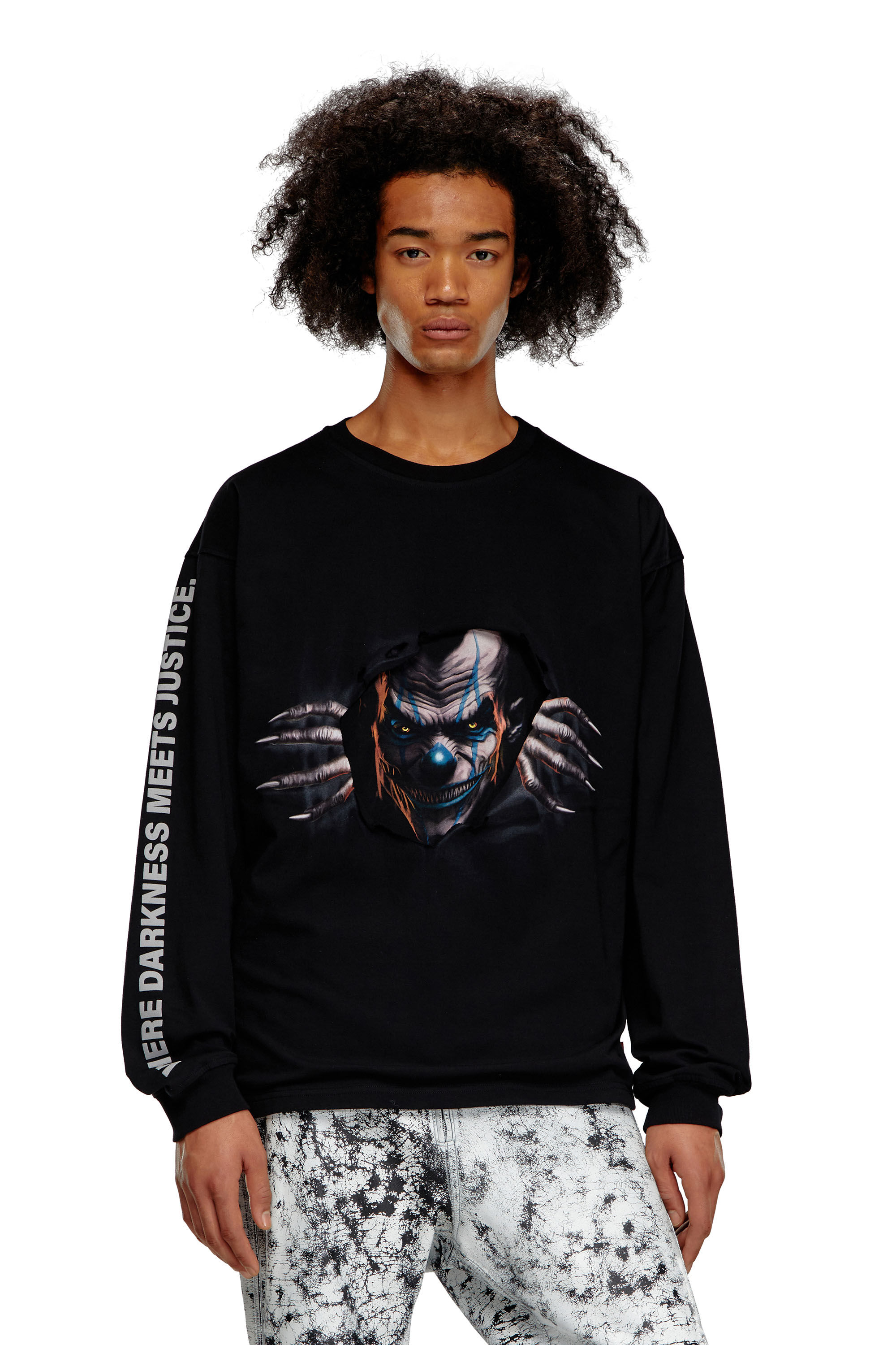 Diesel - T-BOXT-LS-P1, Man's Long-sleeve T-shirt with poster print in Black - 3