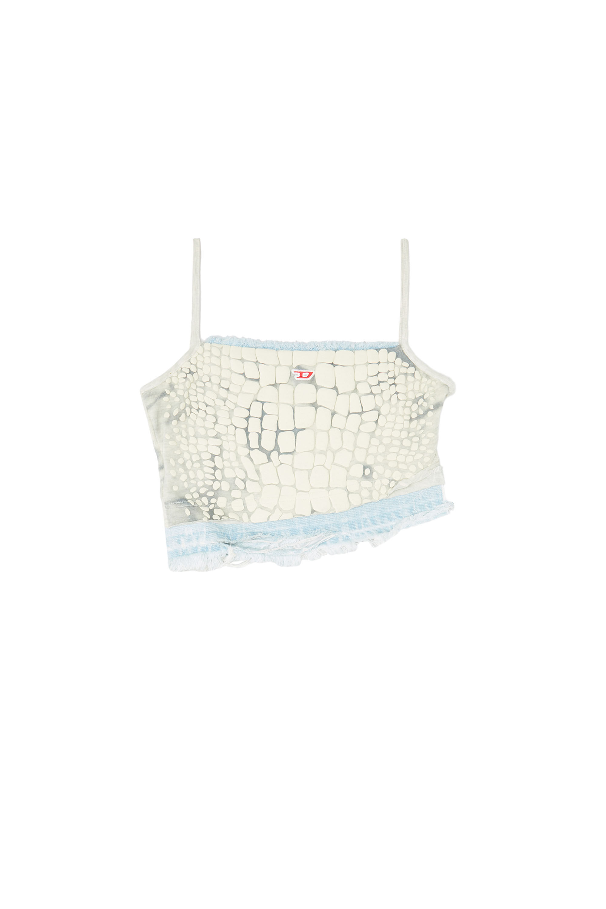 Diesel - T-HOPLER, Woman's Strappy top with alligator puff print in Blue/White - 2