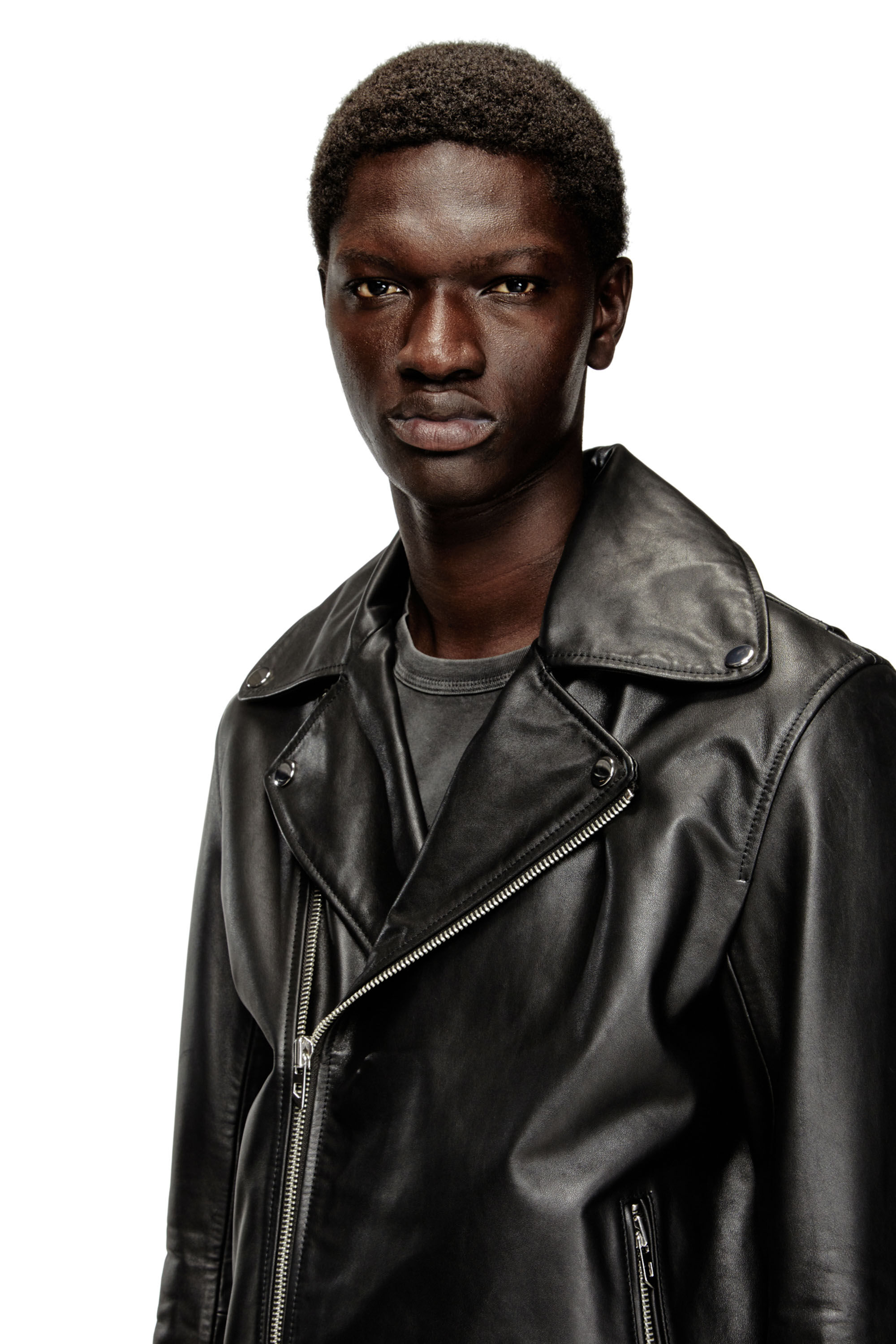 Men's Biker jacket in waxed leather | Black | Diesel