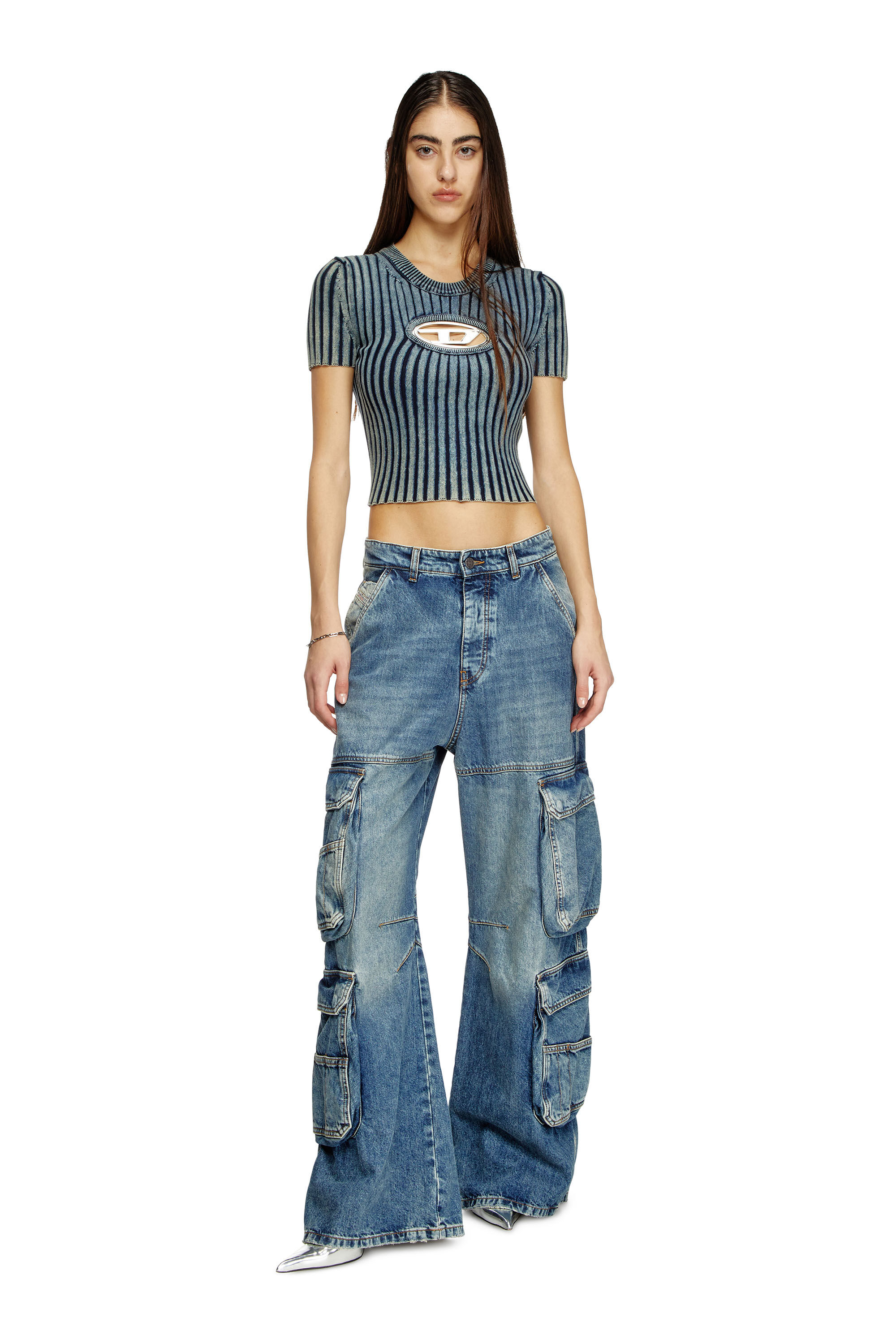 Diesel - M-ANAHEIM, Woman's Top with D plaque in Blue - 1