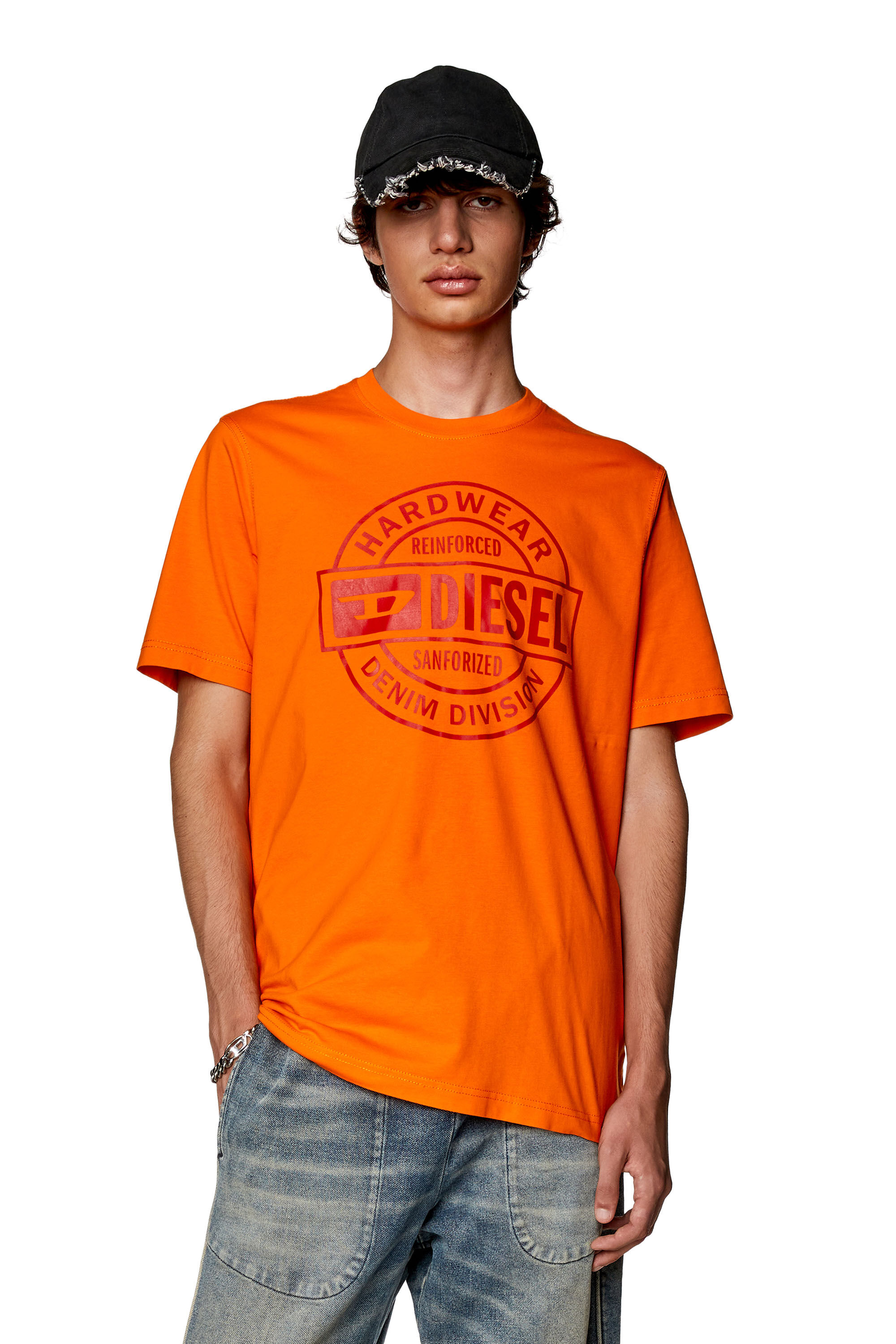 【お買得】 Hardwear Diesel with T-shirt Men's print Diesel | Orange | トップス