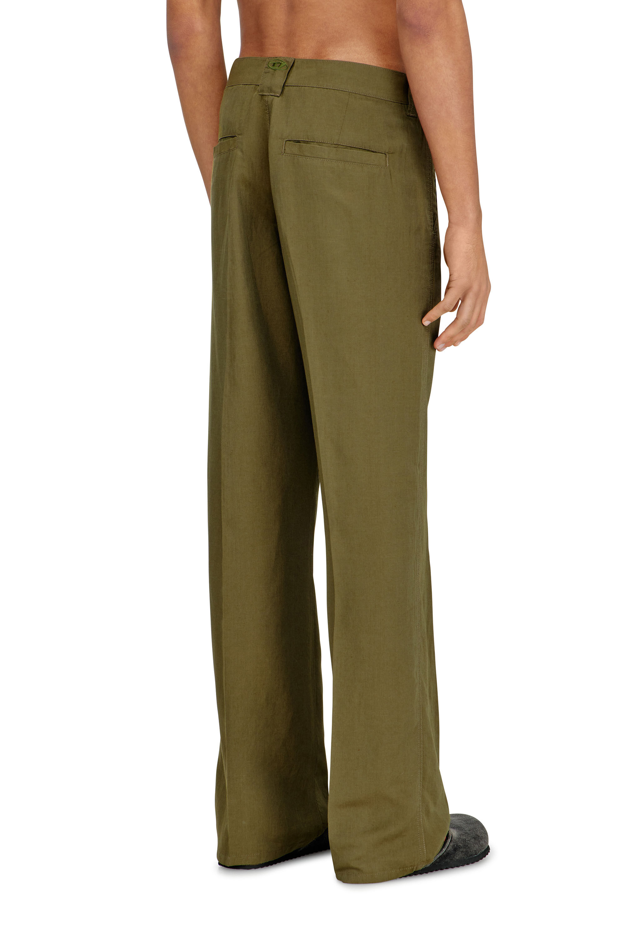Men's Linen-blend pants with wide leg | Green | Diesel