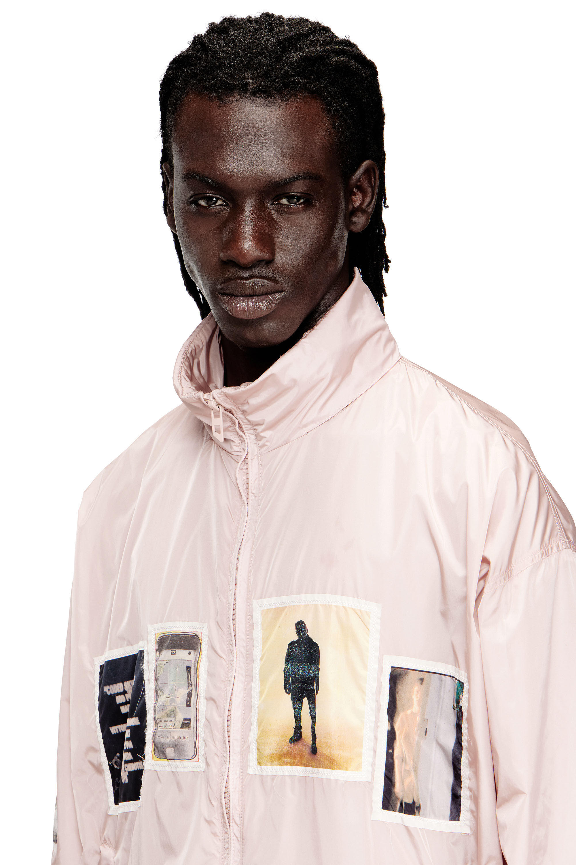 Men's Windbreaker with graphic patches | Pink | Diesel