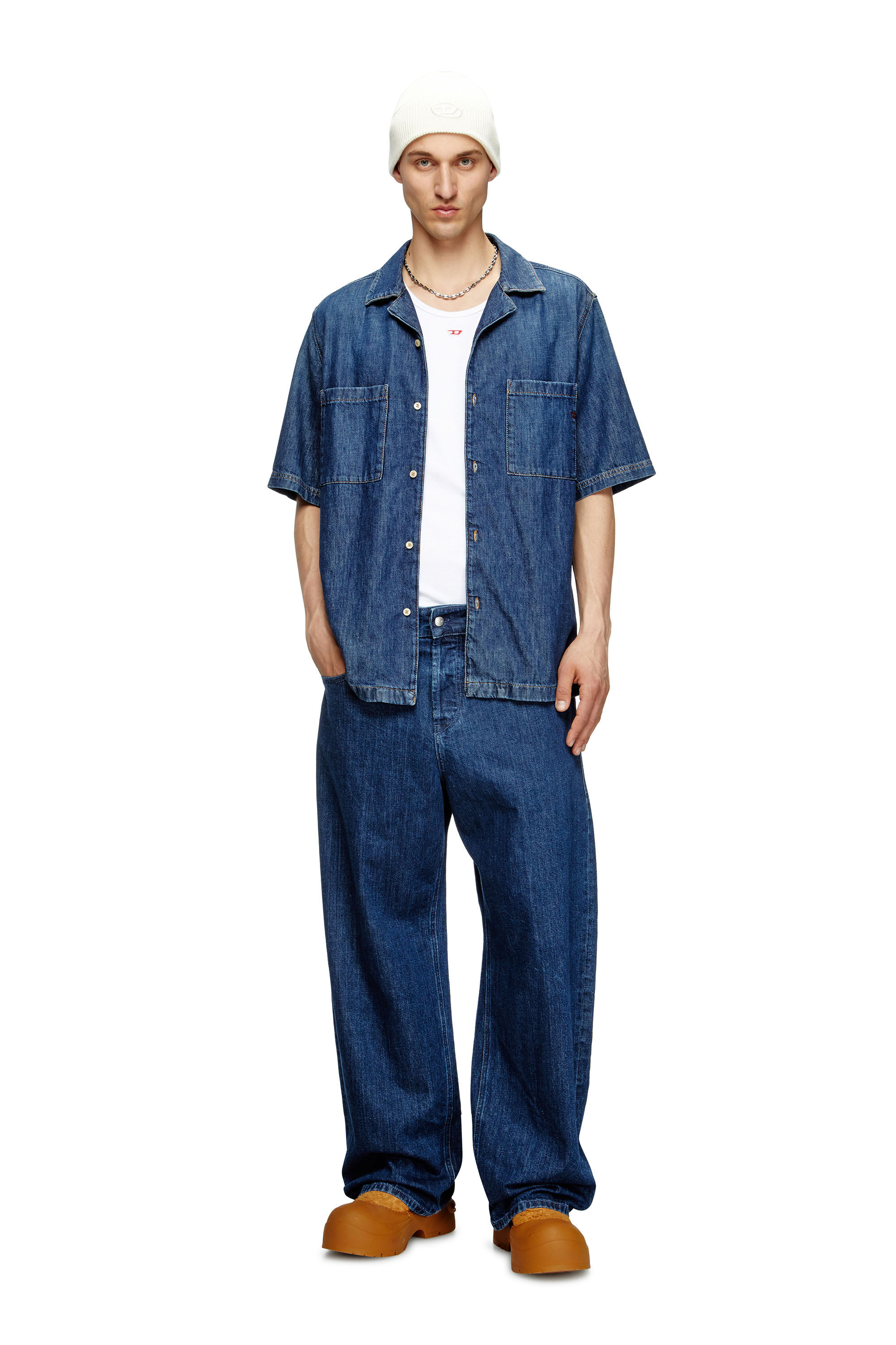 Men's Bowling shirt in denim | Blue | Diesel